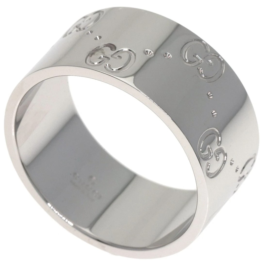 GUCCI ICON WIDE RING K18 WHITE GOLD: GUCCI Icon Wide Ring K18 White Gold Brand: GUCCI Type: Ring Material: K18 White Gold, Color: Exterior Color Silver Size: 7 (US) Accessories: None Accessories Notice: When purchasing pre-owned