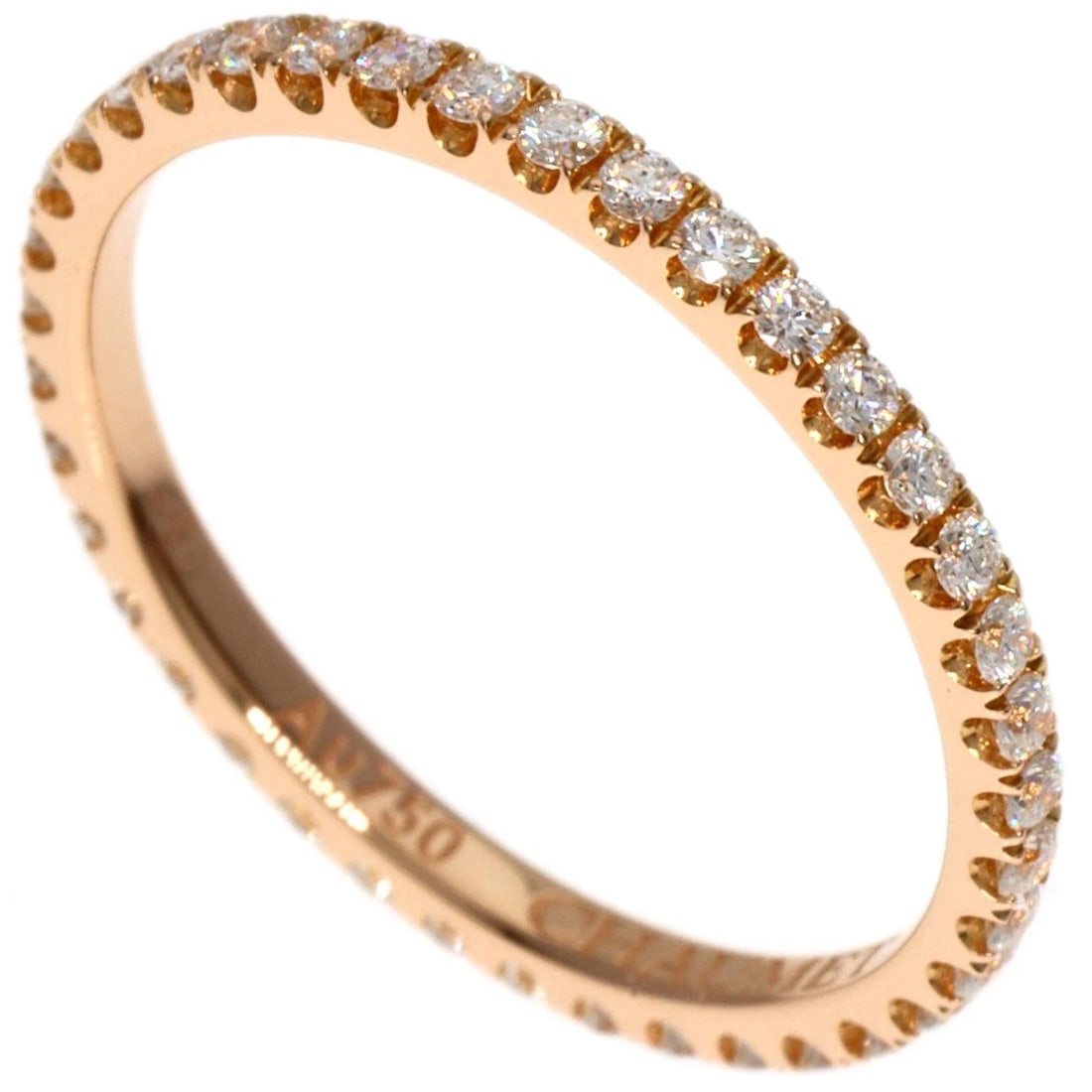 CHAUMET ETERNAL DE CHAUMET PAVE DIAMOND RING: Chaumet Eternal de Chaumet Pave Diamond Ring Brand: Chaumet Type: Ring Material: K18 Pink Gold, Main Stone/Creation Natural Color: Exterior Color Gold Size: 4.5 (US) Accessories: None Acce