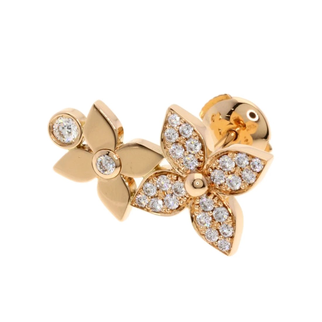 LOUIS VUITTON STAR BLOSSOM DOUBLE DIAMOND RIGHT EARPHONE EARRING: LOUIS VUITTON Star Blossom Double Diamond Right Earphone earring Brand: LOUIS VUITTON Type: earring Material: K18 Pink Gold, Main Stone/Creation Natural Color: Exterior Color Gold Size: Top Size:0