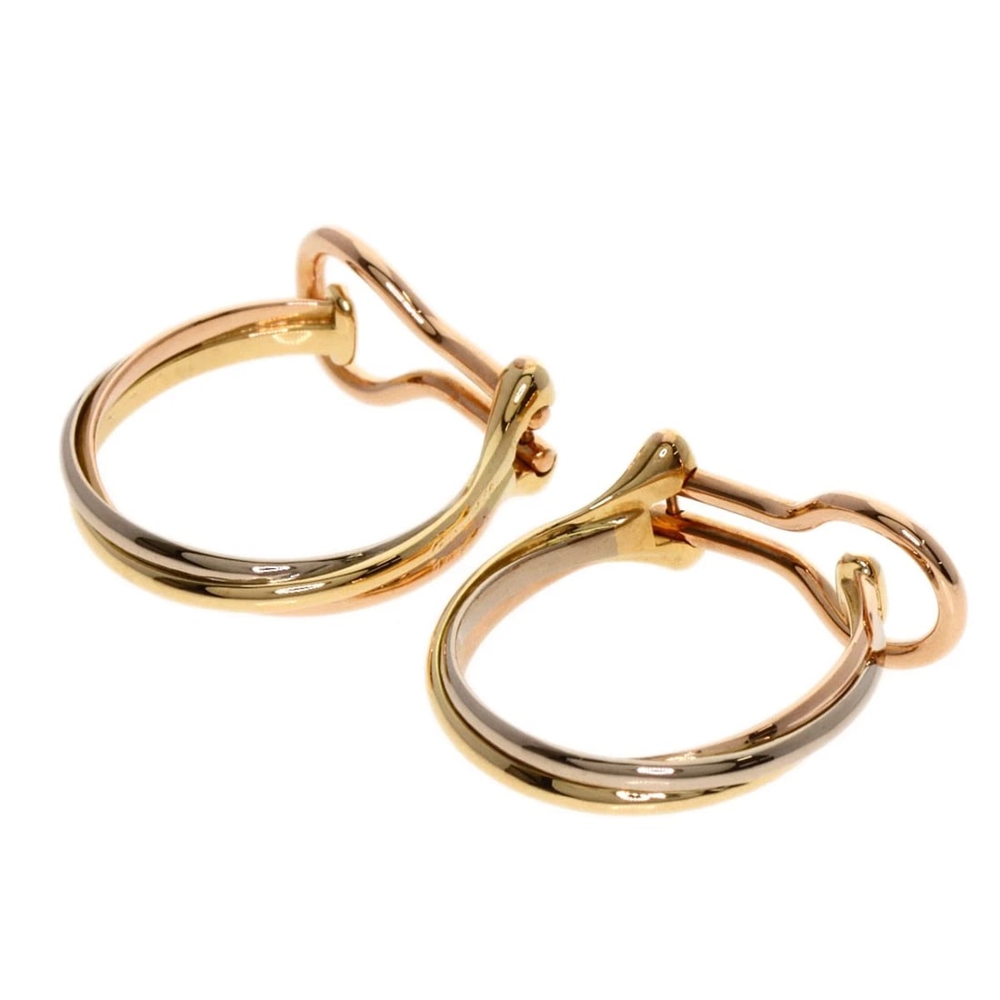 CARTIER TRINITY HOOP EARRING K18 YELLOW GOLD 18K PINK GOLD: CARTIER Trinity hoop Earring K18 Yellow Gold 18K Pink Gold Brand: CARTIER Type: Earring Material: K18 Yellow Gold/18K Pink Gold/K18 White Gold, Color: Exterior Color Gold Size: Top Size:0.6inch/16