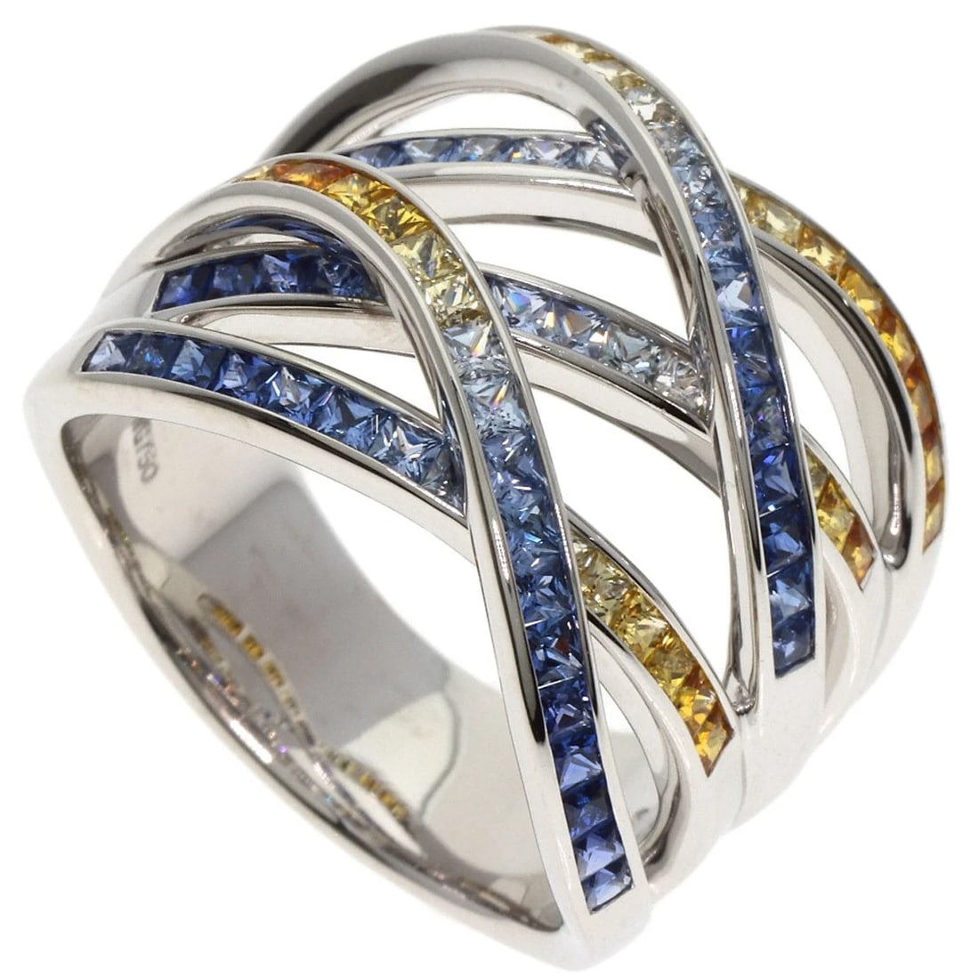 JEUNET SAPPHIRE RING K18 WHITE GOLD: Jeunet sapphire Ring K18 White Gold Brand: Jeunet Type: Ring Material: K18 White Gold, Color: Exterior Color Silver Size: 10 (US) Accessories: None Accessories Notice: When purchasing pre-