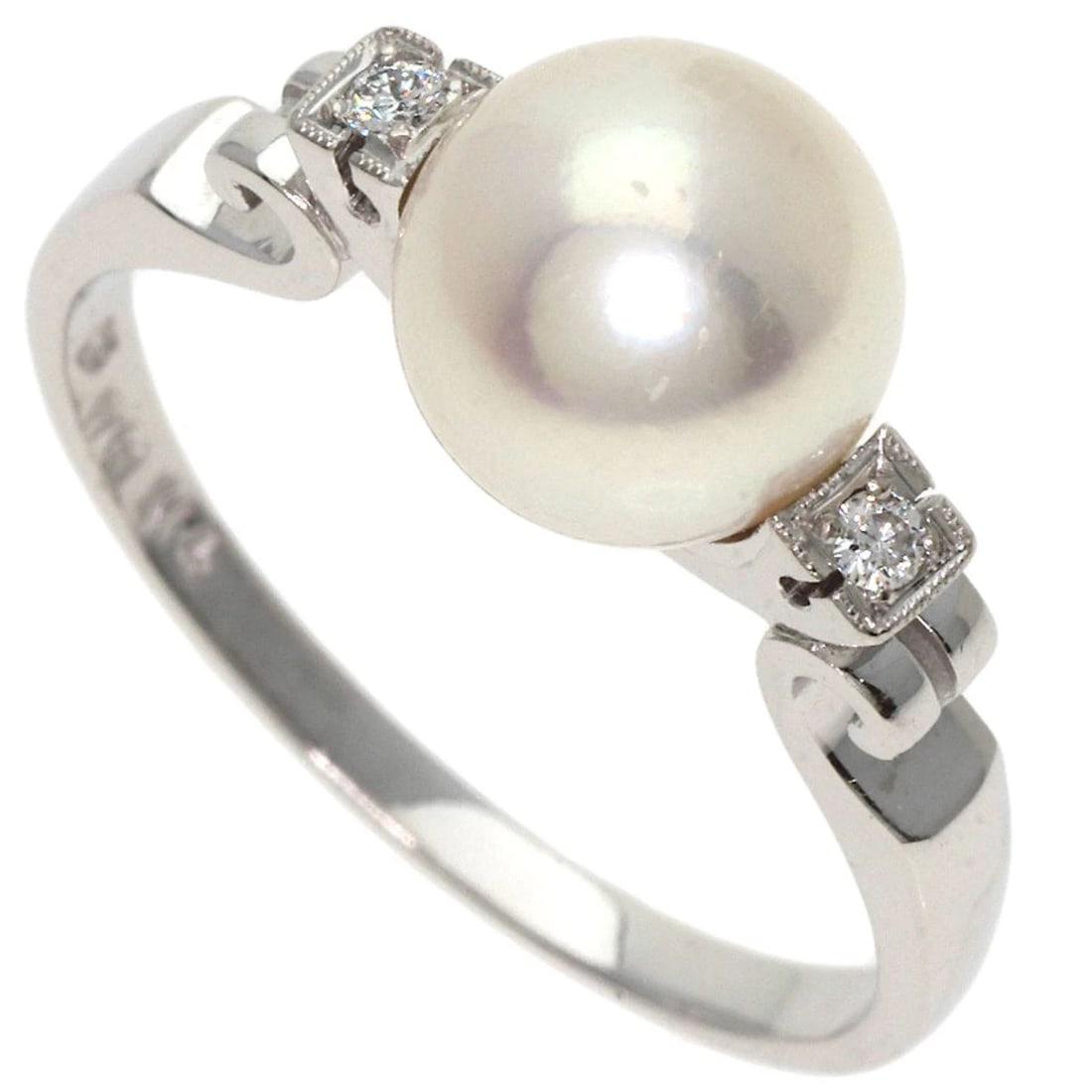 MIKIMOTO PEARL PEARL DIAMOND RING K14 WHITE GOLD: MIKIMOTO Pearl Pearl Diamond Ring K14 White Gold Brand: MIKIMOTO Type: Ring Material: K14 White Gold, Color: Exterior Color Silver Size: 6.25 (US) Accessories: None Accessories Notice: Whe