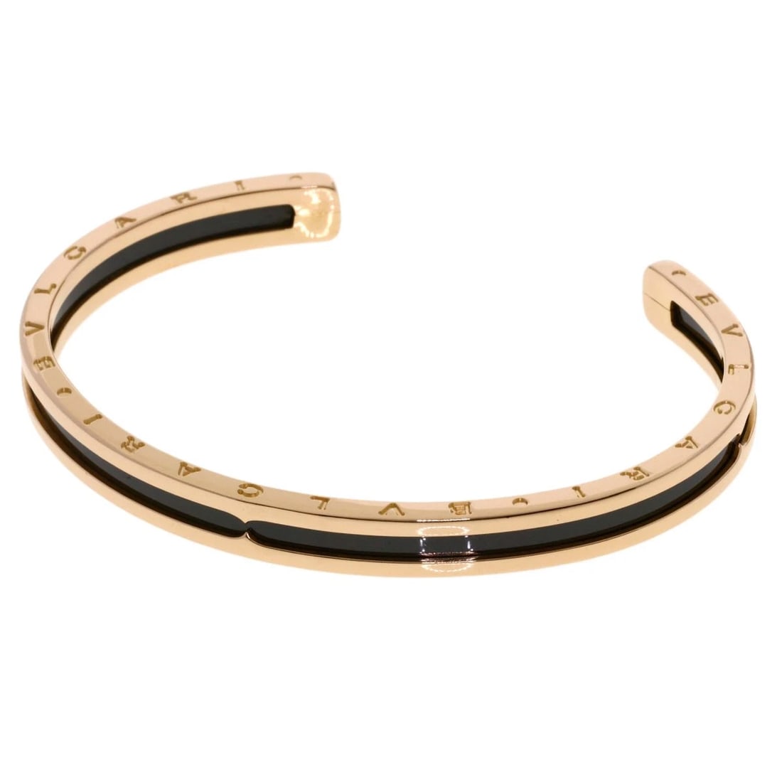 BVLGARI B.ZERO1 SM BLACK CERAMIC BRACELET: BVLGARI B.zero1 SM Black Ceramic Bracelet Brand: BVLGARI Type: Bracelet Material: K18 Pink Gold, Color: Exterior Color Gold Size: Inner Circumference:6.3inch/16cm Band Width:0.2inch/5.8mm Accesso