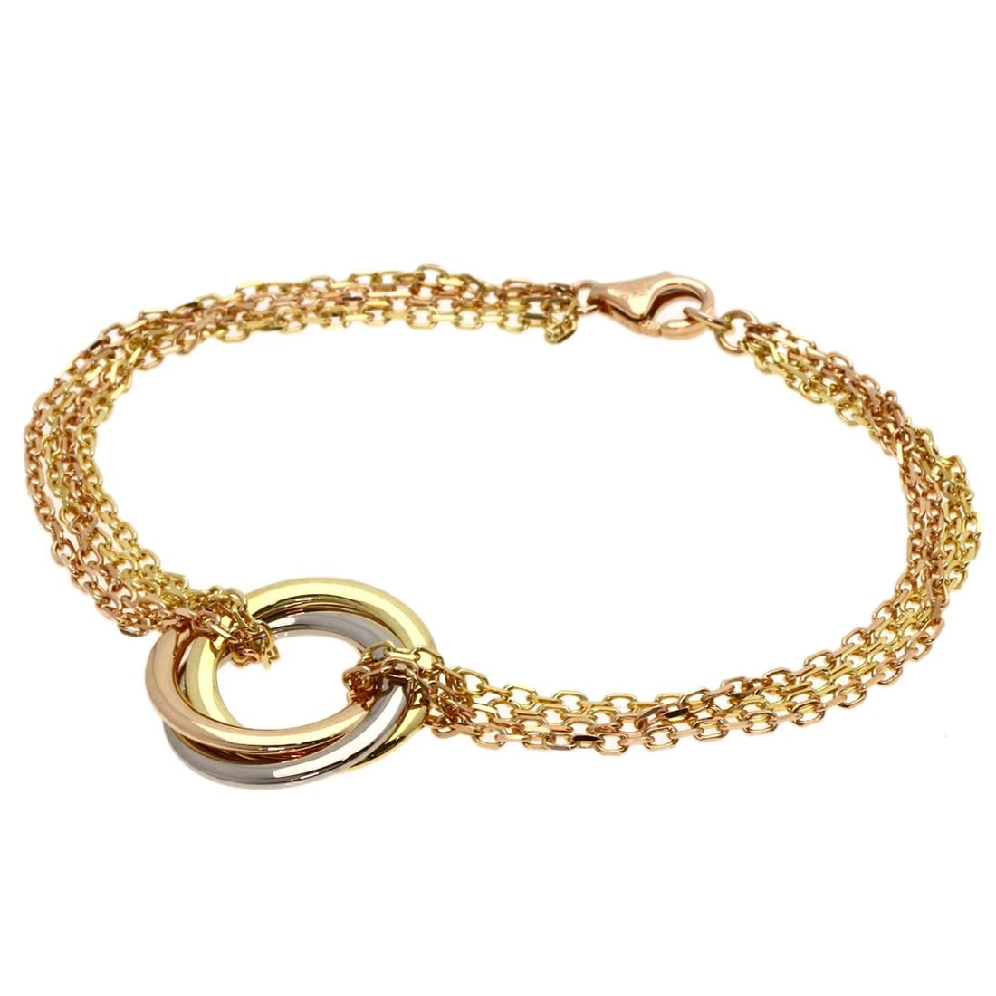 CARTIER TRINITY BRACELET K18 YELLOW GOLD 18K PINK GOLD: CARTIER Trinity Bracelet K18 Yellow Gold 18K Pink Gold Brand: CARTIER  Type: Bracelet  Material: K18 Yellow Gold/18K Pink Gold/K18 White Gold,  Color: Exterior Color Gold  Size: Chain Width:1.8inch/4.