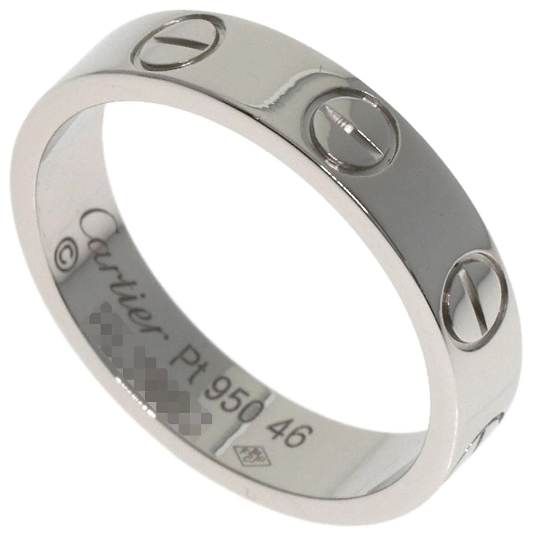 CARTIER MINI LOVE RINGRING PLATINUM PT950: CARTIER mini love ringRing Platinum PT950 Brand: CARTIER Type: Ring Material: Platinum PT950, Main Stone/Creation Natural Color: Exterior Color Silver Size: 3.75 (US) Accessories: None