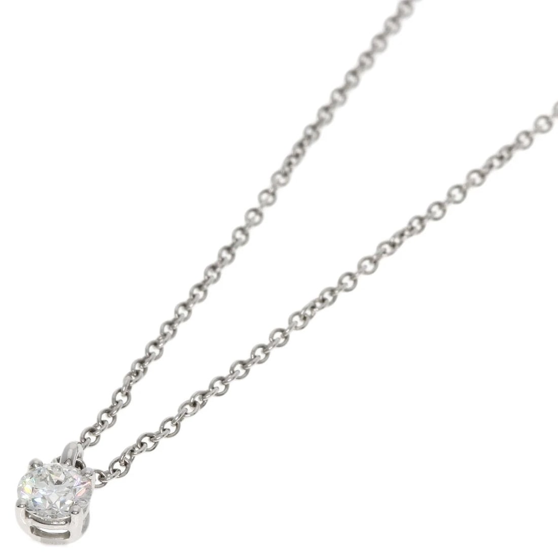 TIFFANY&CO. SOLITAIRE DIAMOND NECKLACE: TIFFANY&Co. Solitaire Diamond Necklace Brand: TIFFANY&Co. Type: Necklace Material: Platinum PT950, Main Stone/Creation Natural Color: Exterior Color Silver Size: Chain Length:15.9inch/40.5cm