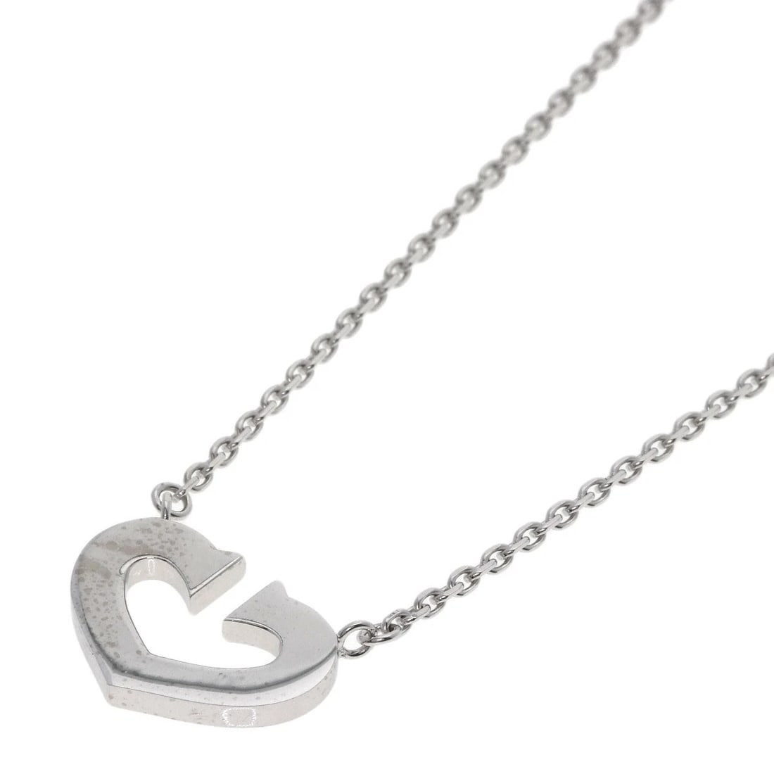 CARTIER C HEART NECKLACE K18 WHITE GOLD: CARTIER C heart Necklace K18 White Gold Brand: CARTIER Type: Necklace Material: K18 White Gold, Color: Exterior Color Silver Size: Chain Length:15.4inch/39cm Chain Width:0.6inch/1.5mm Top Size:0.5