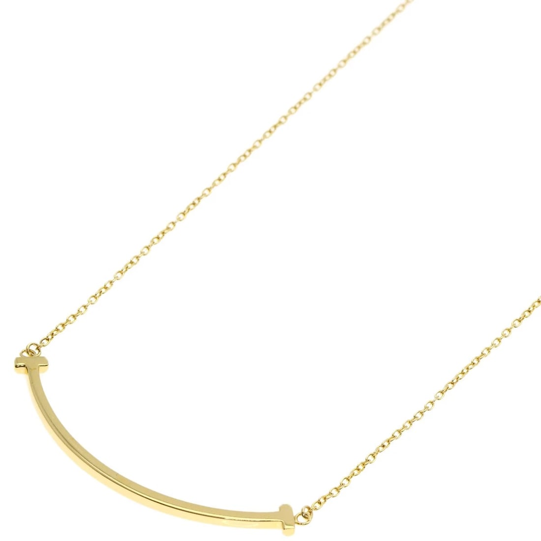 TIFFANY&CO. T SMILE SMALL NECKLACE K18 YELLOW GOLD: TIFFANY&Co. T smile small Necklace K18 Yellow Gold Brand: TIFFANY&Co. Type: Necklace Material: K18 Yellow Gold, Color: Exterior Color Gold Size: Chain Length:18.1inch/46cm Chain Width:0.4inch/0.9m