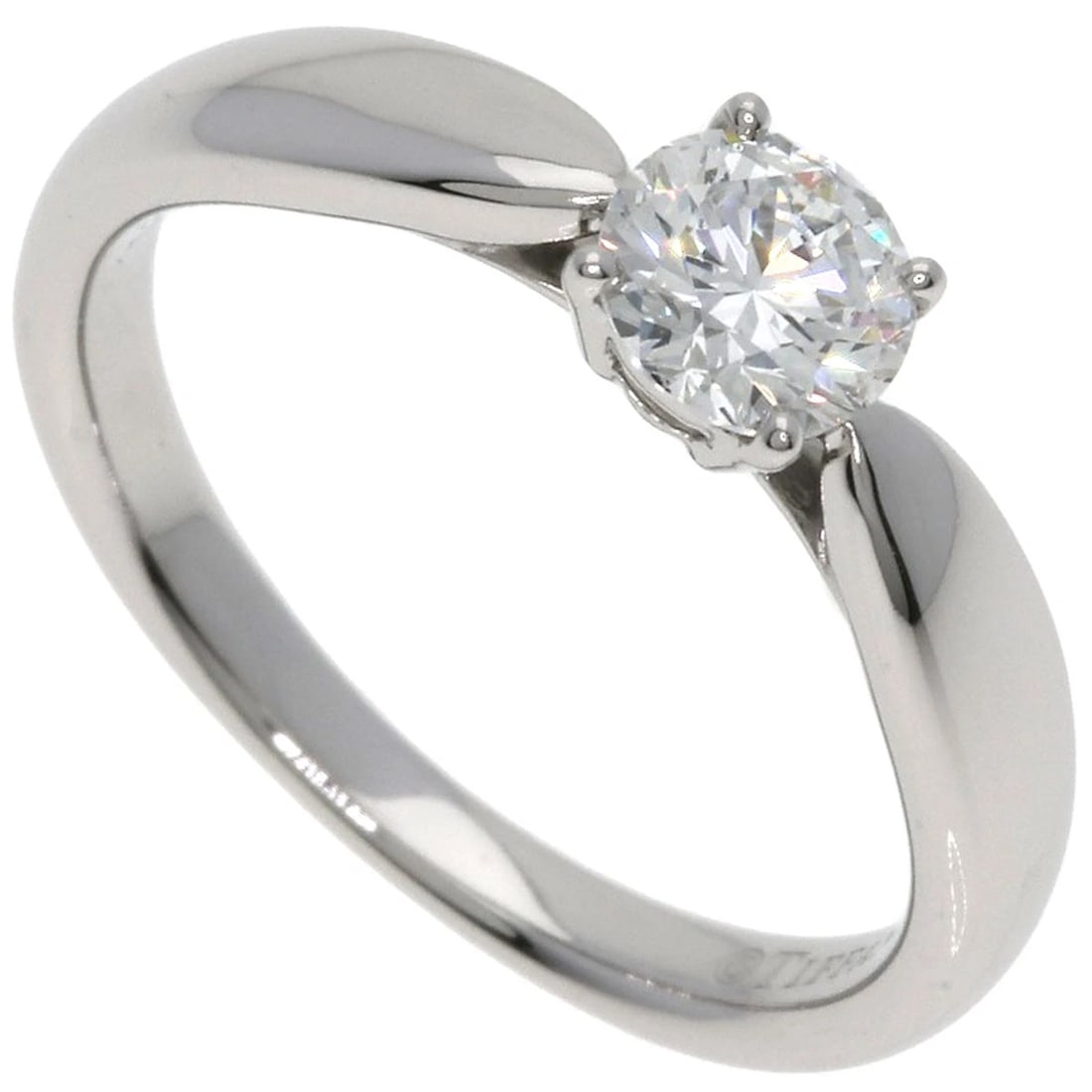 TIFFANY&CO. HARMONY SOLITAIRE DIAMOND RING: TIFFANY&Co. Harmony Solitaire Diamond Ring Brand: TIFFANY&Co. Type: Ring Material: Platinum PT950, Main Stone/Creation Natural Color: Exterior Color Silver Size: 4 (US) Accessories: None A