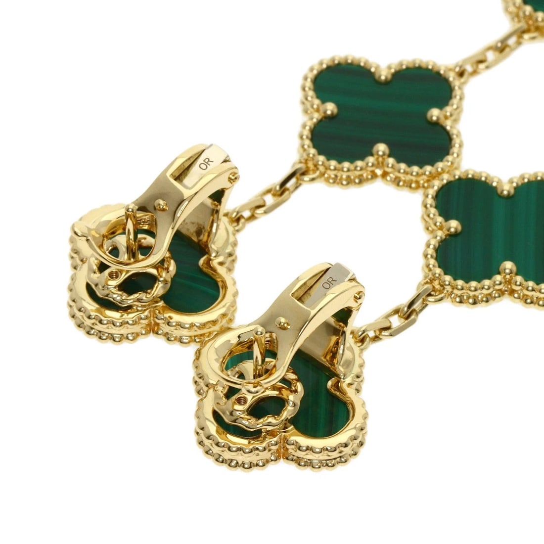 VAN CLEEF & ARPELS MAGIC ALHAMBRA 3 MOTIF MALACHITE EARRING - 3