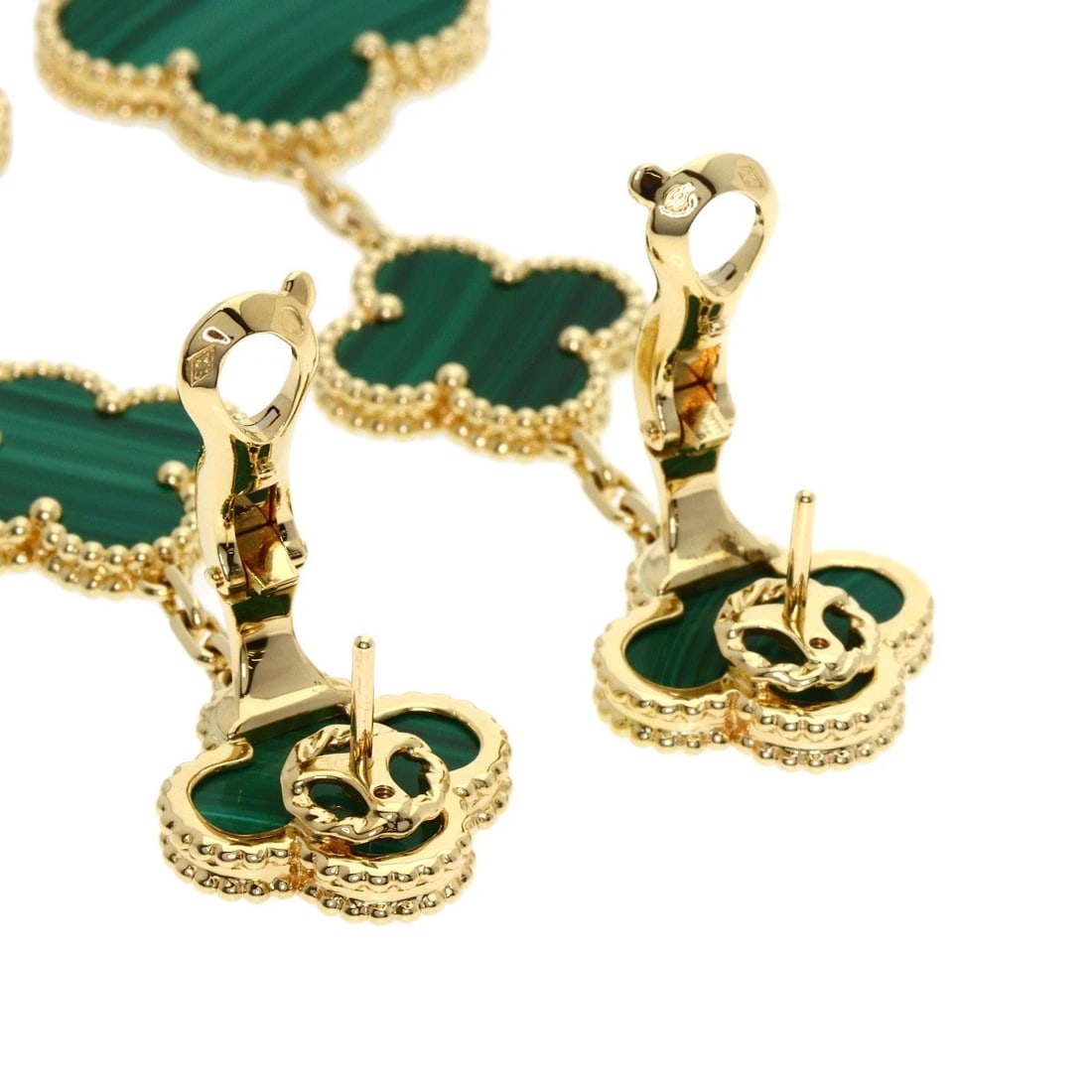 VAN CLEEF & ARPELS MAGIC ALHAMBRA 3 MOTIF MALACHITE EARRING - 4