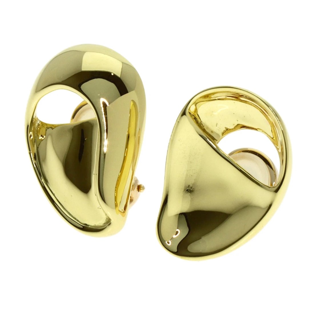 TIFFANY&CO. ASYMMETRICAL DESIGN EARRING K18 YELLOW GOLD: TIFFANY&Co. Asymmetrical Design Earring K18 Yellow Gold Brand: TIFFANY&Co. Type: Earring Material: K18 Yellow Gold, Color: Exterior Color Gold Size: Top Size:0.9inch/23.6x15.5mm Accessories: