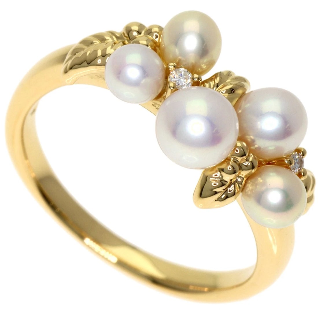 TASAKI PEARL PEARL 2P DIAMOND RING K18 YELLOW GOLD: TASAKI Pearl Pearl 2P Diamond Ring K18 Yellow Gold Brand: TASAKI Type: Ring Material: K18 Yellow Gold, Color: Exterior Color Gold Size: 6 (US) Accessories: None Accessories Notice: When pu