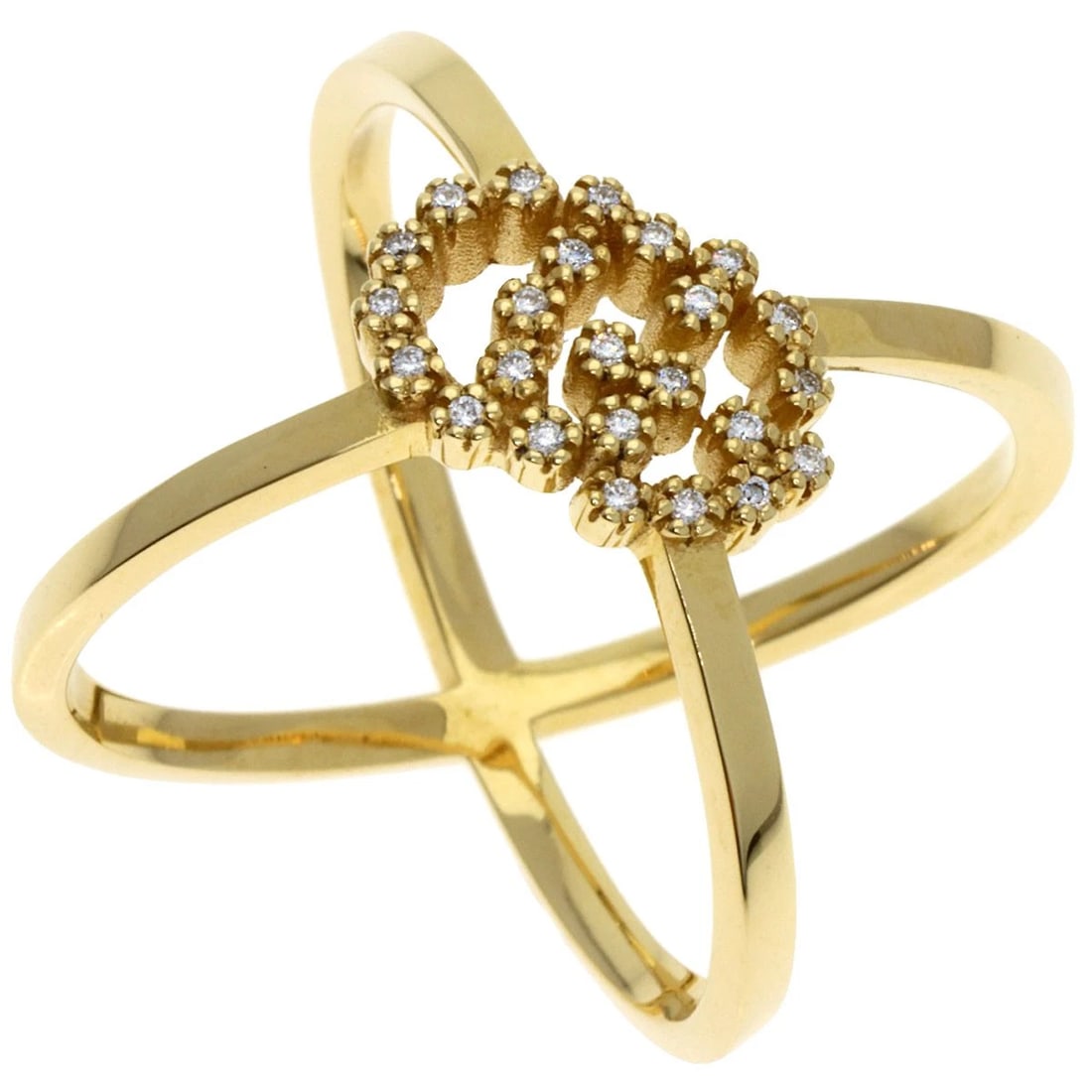 GUCCI GG RUNNING DIAMOND RING: GUCCI GG Running Diamond Ring Brand: GUCCI Type: Ring Material: K18 Yellow Gold, Main Stone/Creation Natural Color: Exterior Color Gold Size: 4.5 (US) Accessories: None Accessories Notice: