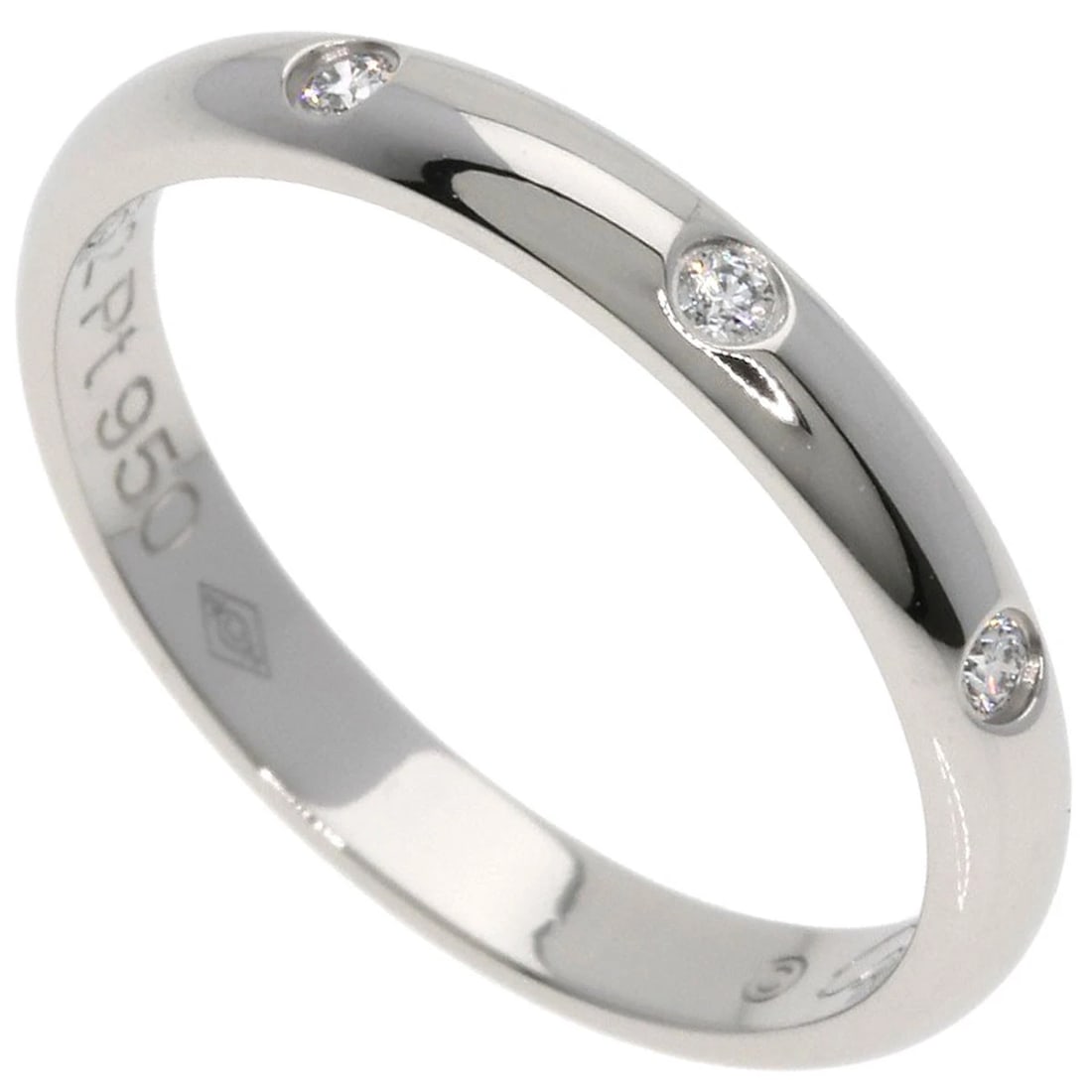 CARTIER CLASSIC WEDDING 3P DIAMOND RING: CARTIER Classic Wedding 3P Diamond Ring Brand: CARTIER Type: Ring Material: Platinum PT950, Main Stone/Creation Natural Color: Exterior Color Silver Size: 8(US size) Accessories: None Acce