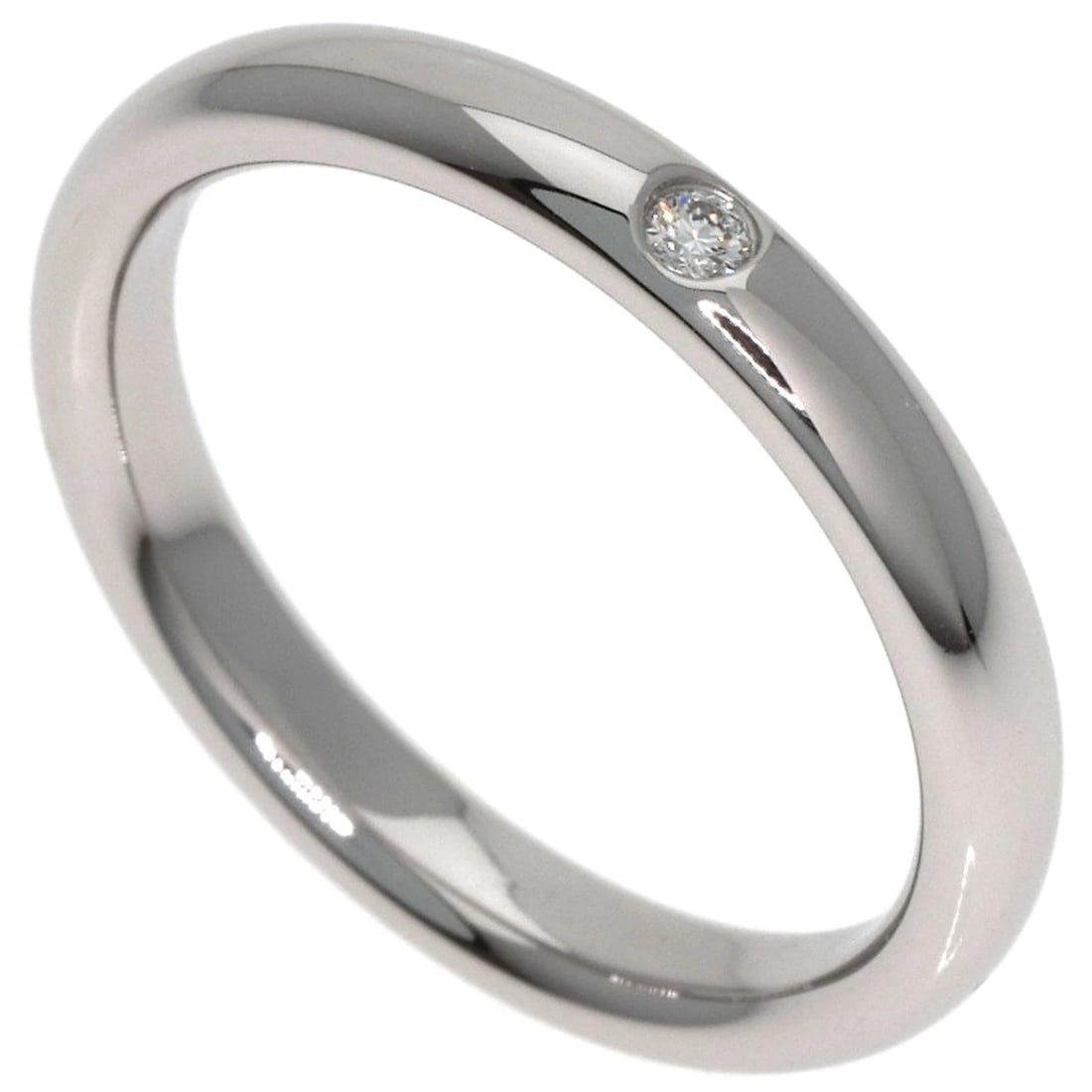 TIFFANY&CO. STACKING BAND 1P DIAMOND RING: TIFFANY&Co. Stacking Band 1P Diamond Ring Brand: TIFFANY&Co. Type: Ring Material: Platinum PT950, Main Stone/Creation Natural Color: Exterior Color Silver Size: 6 (US) Accessories: None