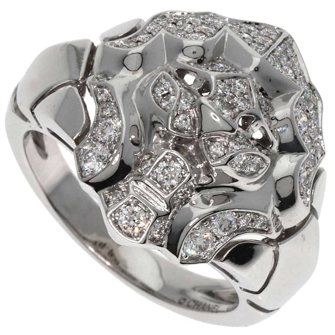 CHANEL DIAMOND RING K18 WHITE GOLD: CHANEL Diamond Ring K18 White Gold Brand: CHANEL Type: Ring Material: K18 White Gold, Main Stone/Creation Natural Color: Exterior Color Silver Size: 5.75 (US) Accessories: None Accessories