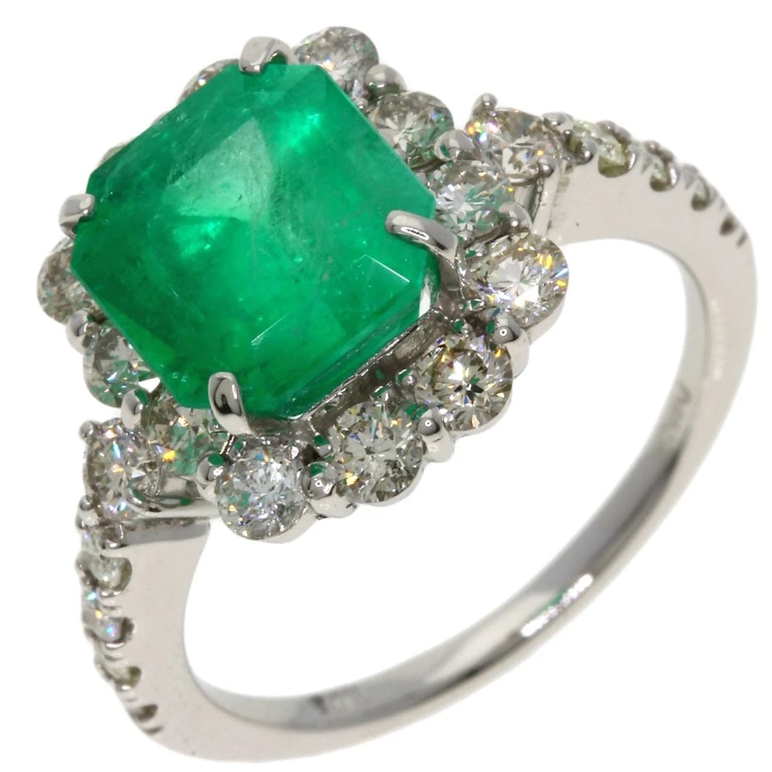 EMERALD DIAMOND RING PLATINUM PT950 - 2