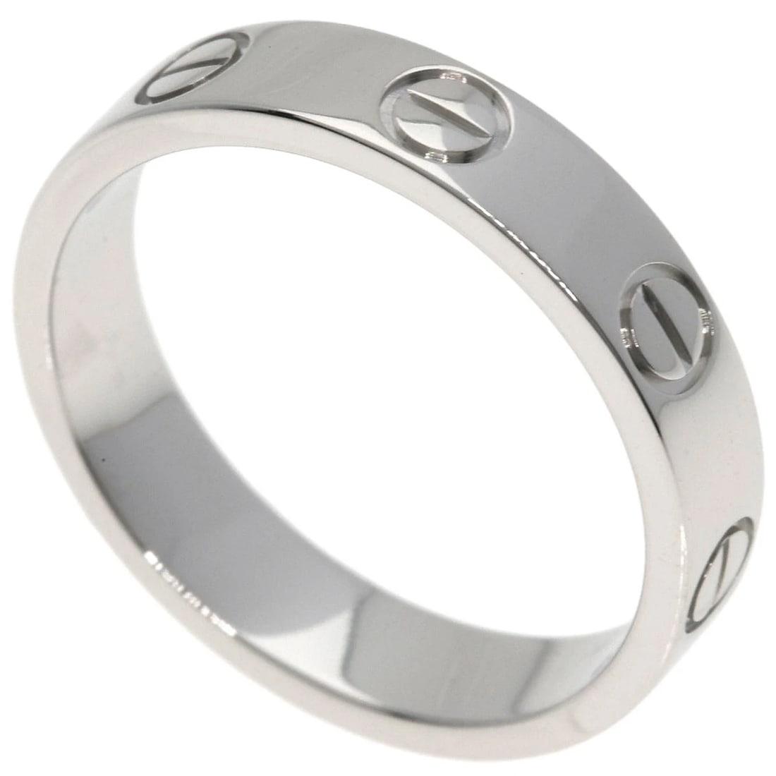 CARTIER MINI LOVE RING RING PLATINUM PT950: CARTIER mini love ring Ring Platinum PT950 Brand: CARTIER Type: Ring Material: Platinum PT950, Color: Exterior Color Silver Size: 4.5 (US) Accessories: None Accessories Notice: When