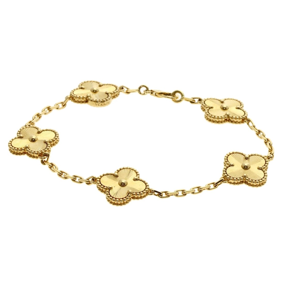 VAN CLEEF & ARPELS VINTAGE ALHAMBRA 5 MOTIFS GUILLOCHE BRACELET (1 of 6)