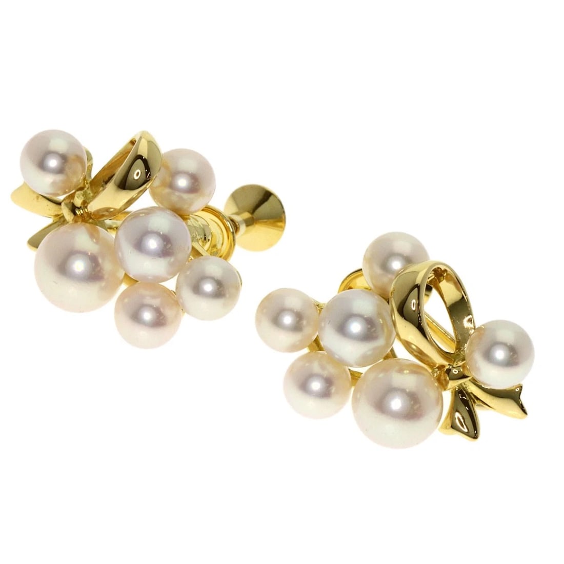 MIKIMOTO PEARL PEARL EARRING K18 YELLOW GOLD (1 of 5)