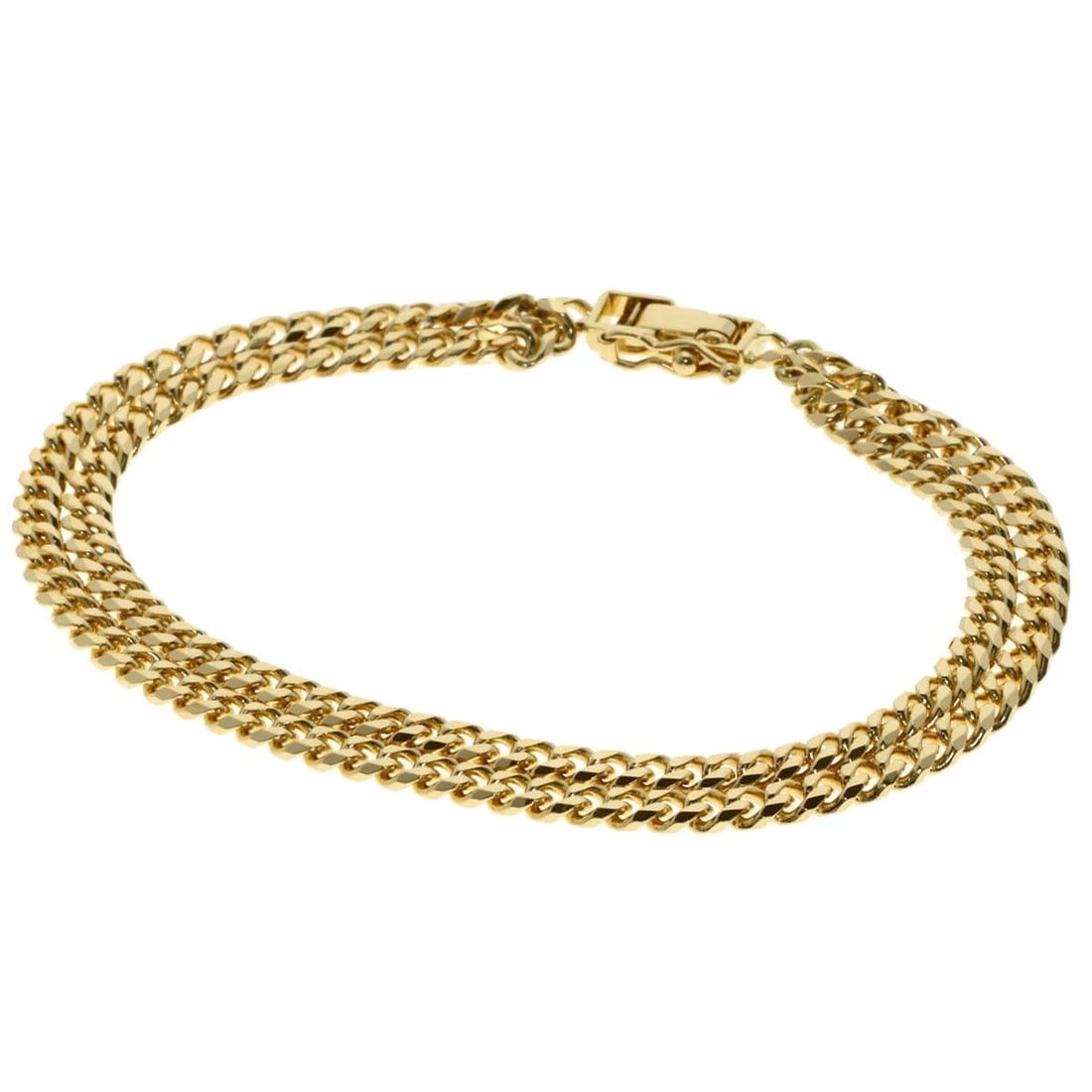 CURB CHAIN KIHEI 2 ROWS 8 SIDES BRACELET K18 YELLOW GOLD (1 of 3)
