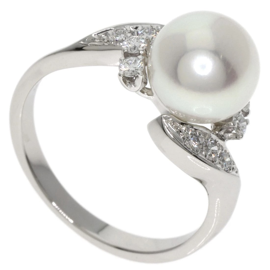 MIKIMOTO AKOYA PEARL PEARL DIAMOND RING: MIKIMOTO Akoya Pearl Pearl Diamond Ring Brand: MIKIMOTO Type: Ring Material: Platinum PT950, Color: Exterior Color Silver Size: 5 (US) Accessories: None Accessories Notice: When purchasing