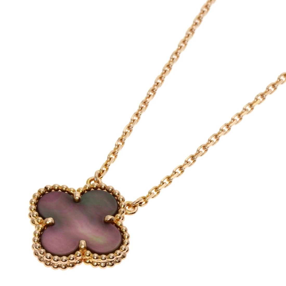 VAN CLEEF & ARPELS VINTAGE ALHAMBRA BLACK SHELL NECKLACE: Van Cleef & Arpels Vintage Alhambra Black Shell Necklace Brand: Van Cleef & Arpels Type: Necklace Material: K18 Pink Gold, Color: Exterior Color Gold Size: Chain Length:16.5inch/42cm Chain Width:0
