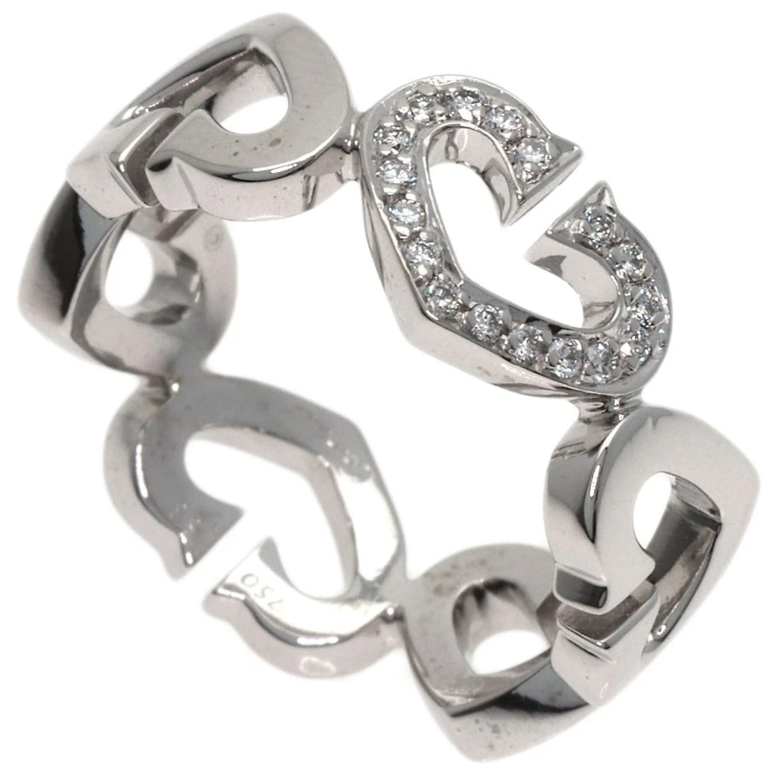 CARTIER C HEART 1P DIAMONDRING K18 WHITE GOLD: CARTIER C Heart 1P DiamondRing K18 White Gold Brand: CARTIER Type: Ring Material: K18 White Gold, Main Stone/Creation Natural Color: Exterior Color Silver Size: 6.5 (US) Accessories: None