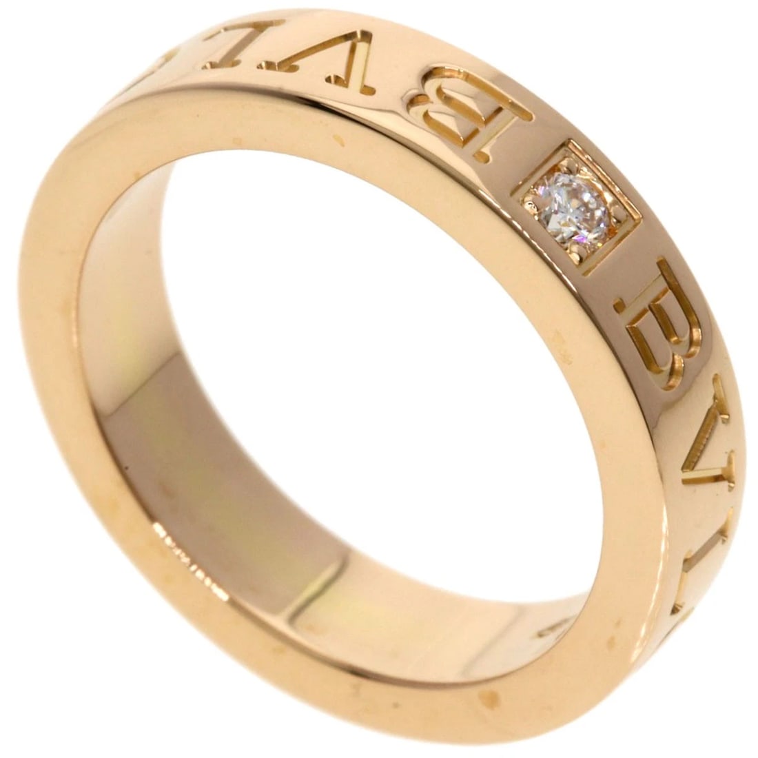 BVLGARI DOUBLE LOGO 1P DIAMOND RING: BVLGARI Double Logo 1P Diamond Ring Brand: BVLGARI Type: Ring Material: K18 Pink Gold, Color: Exterior Color Gold Size: 4.25 (US) Accessories: None Accessories Notice: When purchasing
