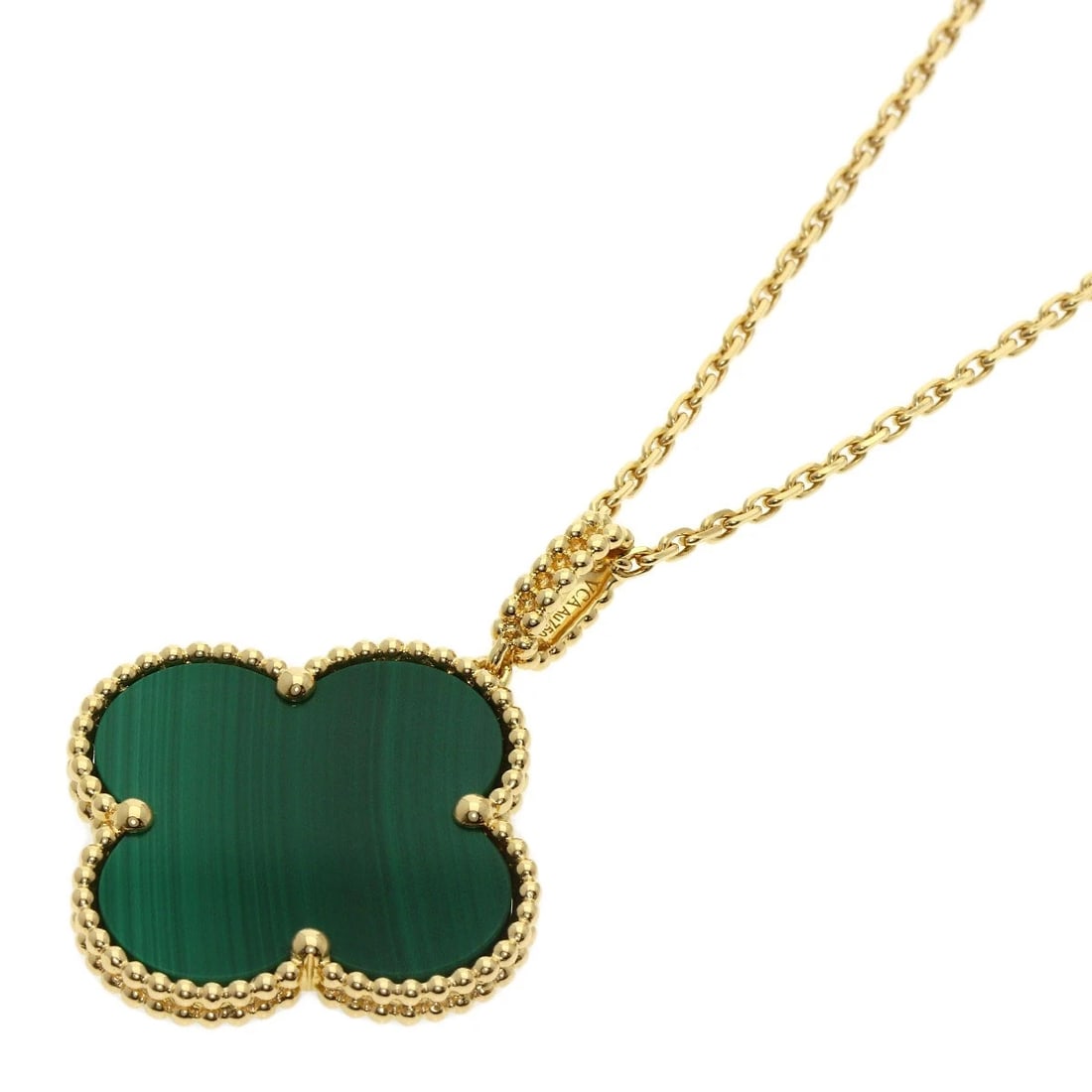 VAN CLEEF & ARPELS MAGIC ALHAMBRA MALACHITE NECKLACE: Van Cleef & Arpels Magic Alhambra Malachite Necklace Brand: Van Cleef & Arpels Type: Necklace Material: K18 Yellow Gold, Color: Exterior Color Gold Size: Chain Length:35.4inch/90cm Chain Width:0.6