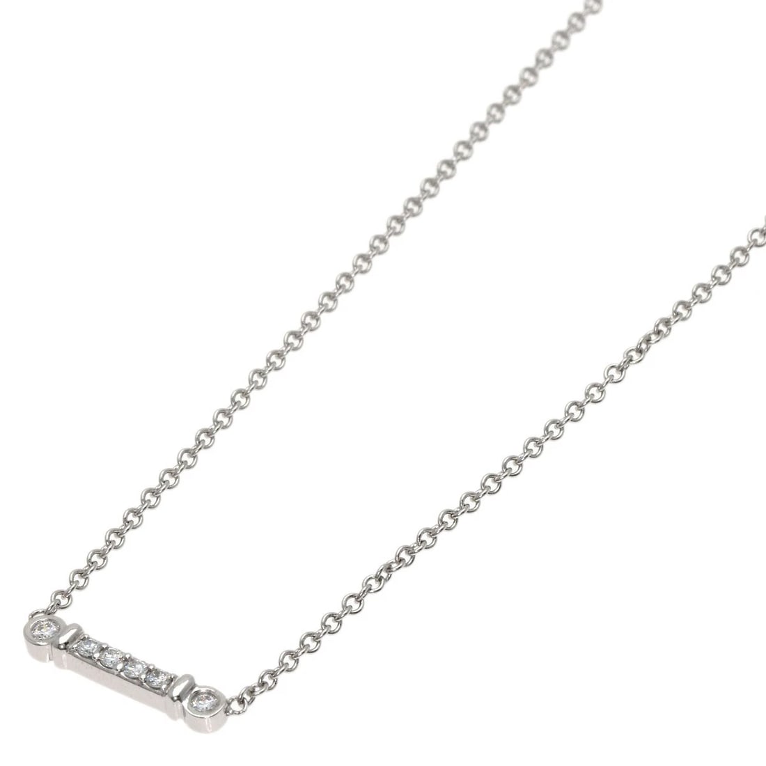 TIFFANY&CO. FLEUR DE LIS STEM DIAMOND NECKLACE: TIFFANY&Co. Fleur de lis stem Diamond Necklace Brand: TIFFANY&Co. Type: Necklace Material: Platinum PT950, Main Stone/Creation Natural Color: Exterior Color Silver Size: Chain Length:15.9inch/40.5