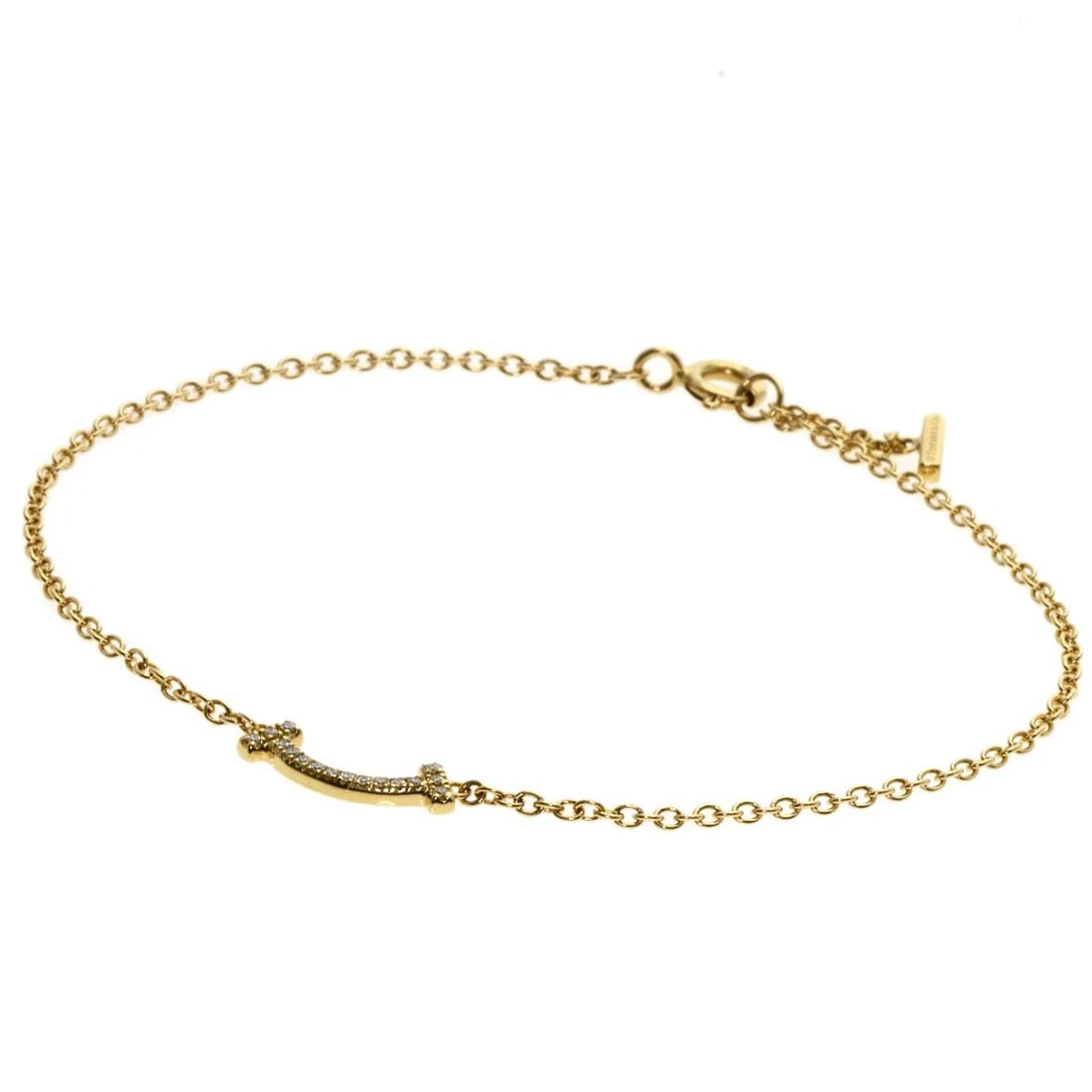 TIFFANY&CO. T SMILE MINI DIAMOND BRACELET: TIFFANY&Co. T Smile Mini Diamond Bracelet Brand: TIFFANY&Co. Type: Bracelet Material: K18 Yellow Gold, Main Stone/Creation Natural Color: Exterior Color Gold Size: Top Size:0.2inch/4.6x13.1x1.4mm
