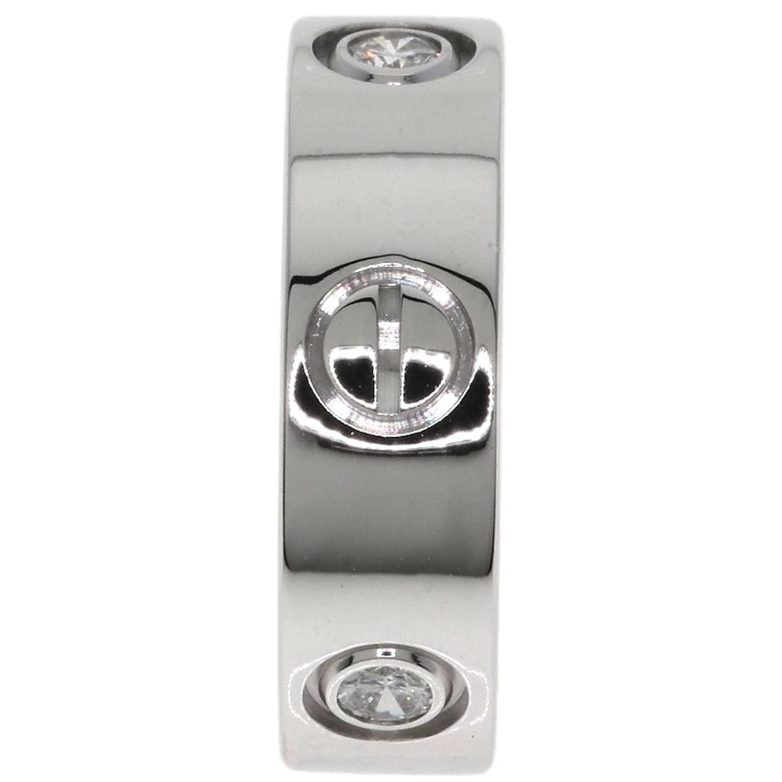 CARTIER LOVE RING 3P DIAMOND RING K18 WHITE GOLD: CARTIER love ring 3P Diamond Ring K18 White Gold Brand: CARTIER Type: Ring Material: K18 White Gold, Main Stone/Creation Natural Color: Exterior Color Silver Size: 4.5 (US) Accessories: None