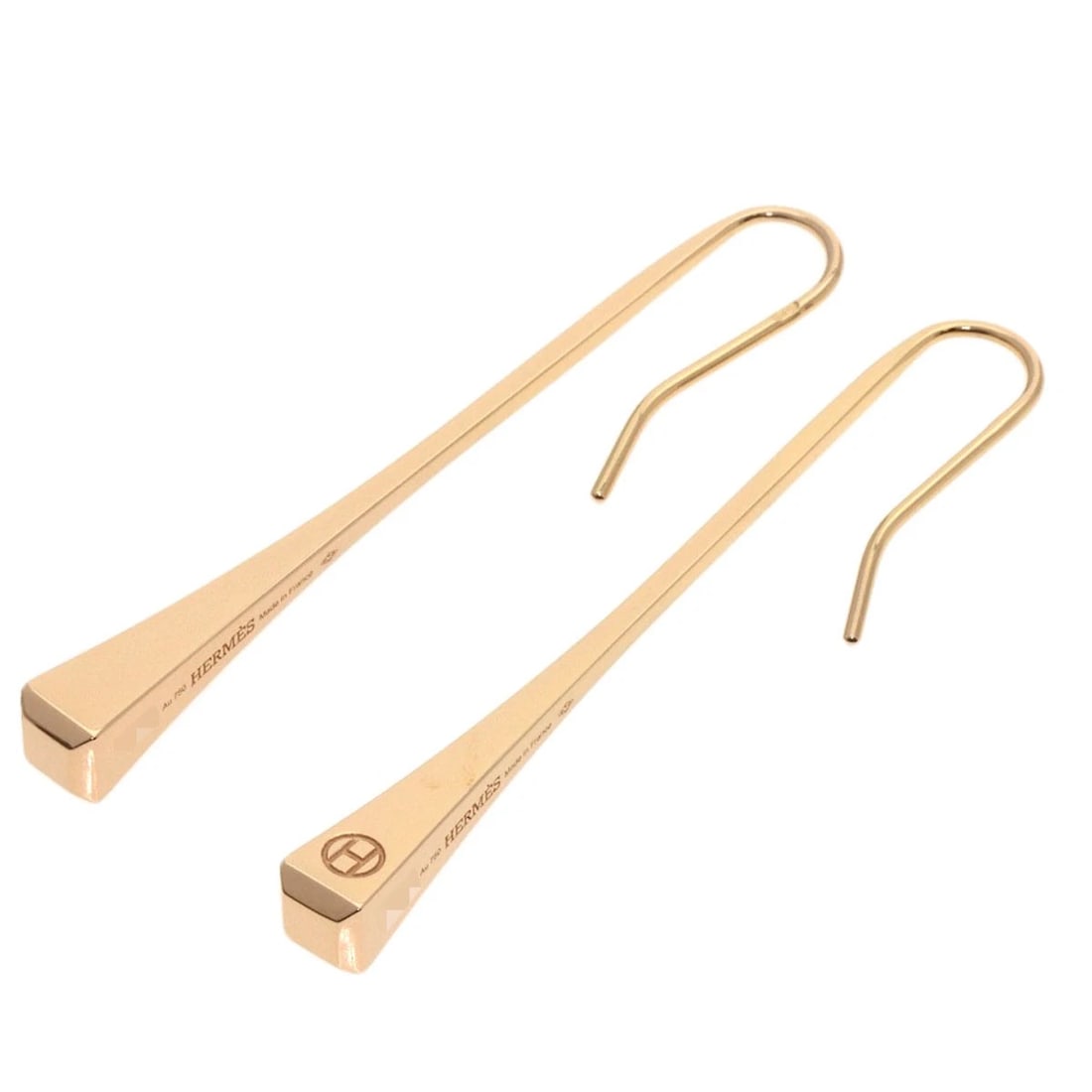 HERMES CLOU DE FORGES EARRING K18 PINK GOLD: HERMES Clou de Forges earring K18 Pink Gold Brand: HERMES Type: earring Material: K18 Pink Gold, Color: Exterior Color Gold Size: Top Size:2.0inch/49.7x4.8mm Accessories: None Accessories
