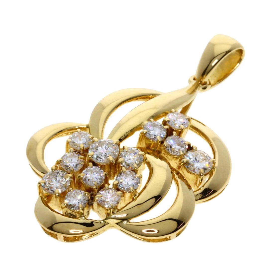 MIKIMOTO DIAMOND PENDANT TOP K18 YELLOW GOLD: MIKIMOTO Diamond Pendant top K18 Yellow Gold Brand: MIKIMOTO Type: Pendant top Material: K18 Yellow Gold, Main Stone/Creation Natural Color: Exterior Color Gold Size: Top