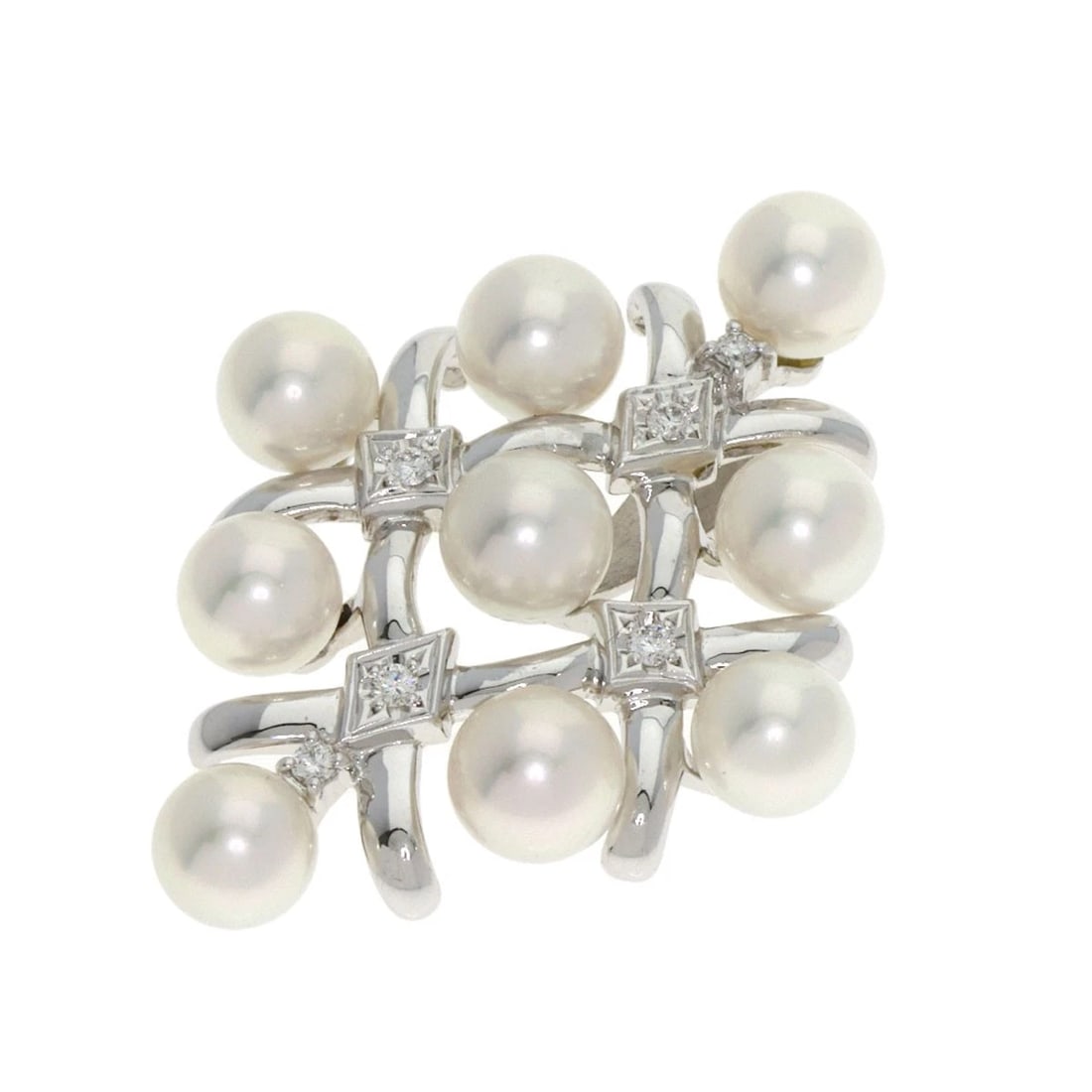 MIKIMOTO PEARL PEARL DIAMOND PENDANT TOP: MIKIMOTO Pearl Pearl Diamond Pendant top Brand: MIKIMOTO Type: Pendant top Material: K18 White Gold, Color: Exterior Color Silver Size: Stone Size:0.3inch/7mm Top Size:1.7inch/42.8x33x8.4mm 