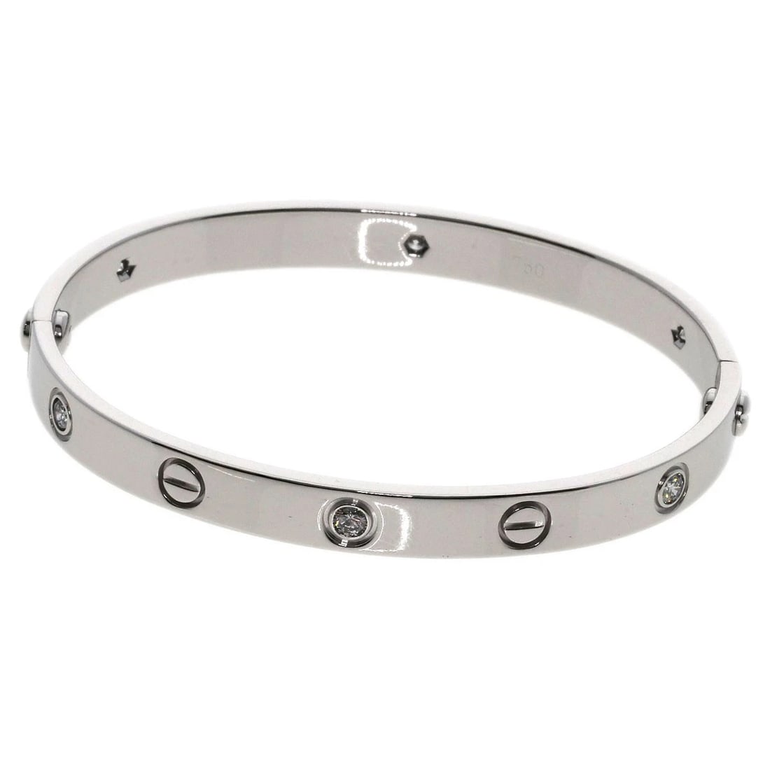 CARTIER LOVE BRACELETS HALF DIAMOND WITH DRIVER BRACELET: CARTIER LOVE Bracelets Half Diamond with Driver Bracelet Brand: CARTIER Type: Bracelet Material: K18 White Gold, Main Stone/Creation Sapphire Diamond Color: Exterior Color Silver Size: Inner Circu