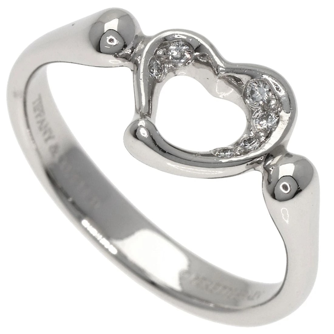 TIFFANY&CO. OPEN HEART DIAMOND RING: TIFFANY&Co. Open Heart Diamond Ring Brand: TIFFANY&Co. Type: Ring Material: Platinum PT950, Main Stone/Creation Natural Color: Exterior Color Silver Size: 6.75 (US) Accessories: None