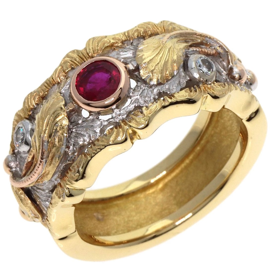 CAZZANIGA RUBY DIAMOND RING K18 YELLOW GOLD - 2
