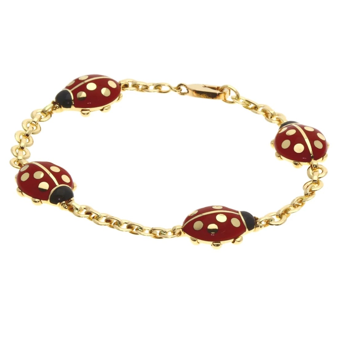 CARTIER LADYBUG MOTIF BRACELET K18 YELLOW GOLD: CARTIER ladybug motif Bracelet K18 Yellow Gold Brand: CARTIER Type: Bracelet Material: K18 Yellow Gold, Color: Exterior Color Gold Size: Chain Width:1.7inch/4.4mm Top