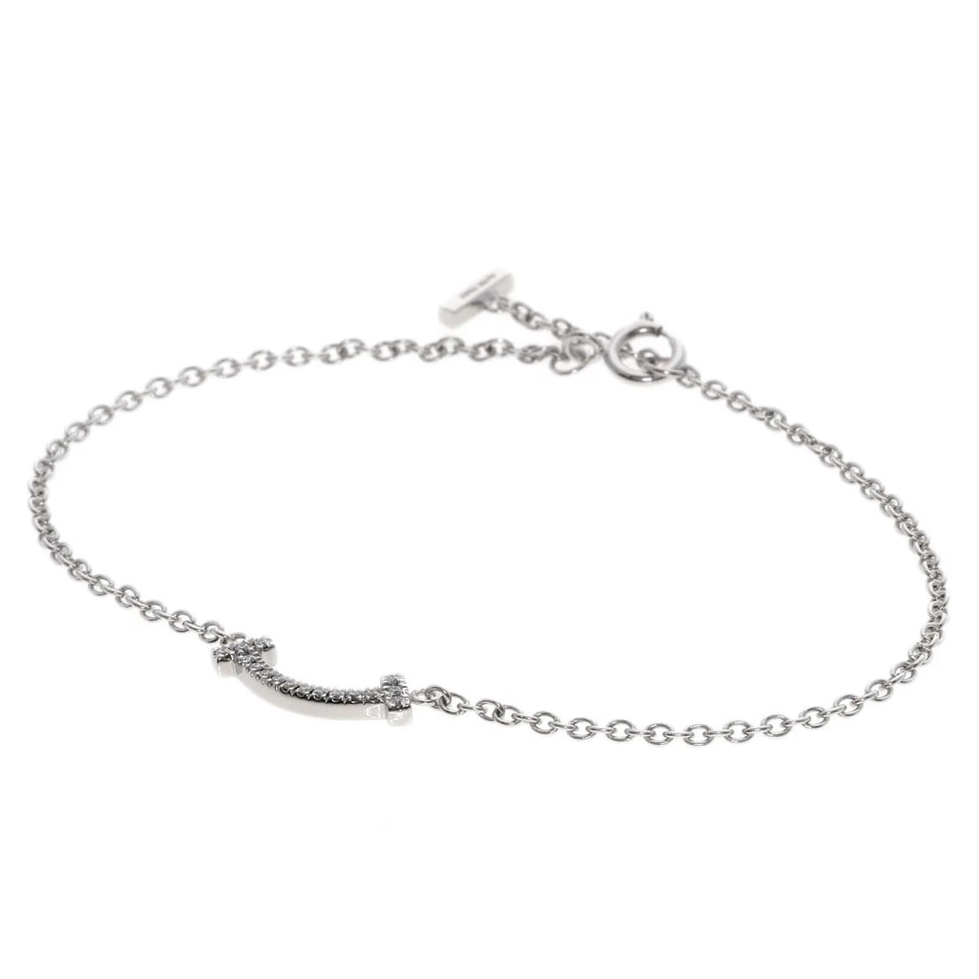 TIFFANY&CO. T SMILE MINI DIAMOND BRACELET: TIFFANY&Co. T Smile Mini Diamond Bracelet Brand: TIFFANY&Co. Type: Bracelet Material: K18 White Gold, Main Stone/Creation Natural Color: Exterior Color Silver Size: Top Size:0.2inch/4.7x13.5x1.5mm
