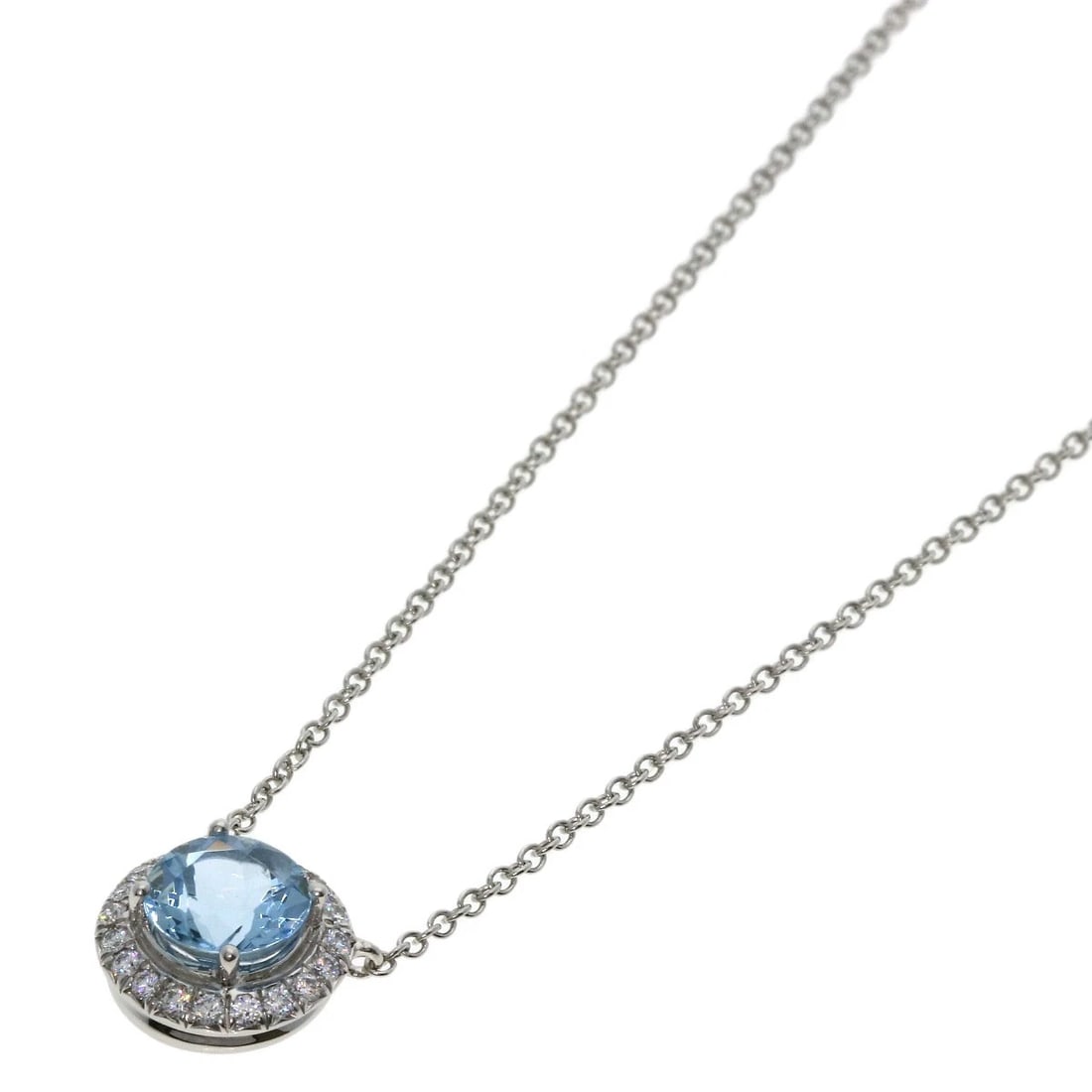 TIFFANY&CO. SOLEST AQUAMARINE DIAMOND NECKLACE: TIFFANY&Co. Solest Aquamarine Diamond Necklace Brand: TIFFANY&Co. Type: Necklace Material: Platinum PT950, Color: Exterior Color Silver Size: Chain Length:15.7inch/40cm Chain Width:0.4inch/1.0mm T