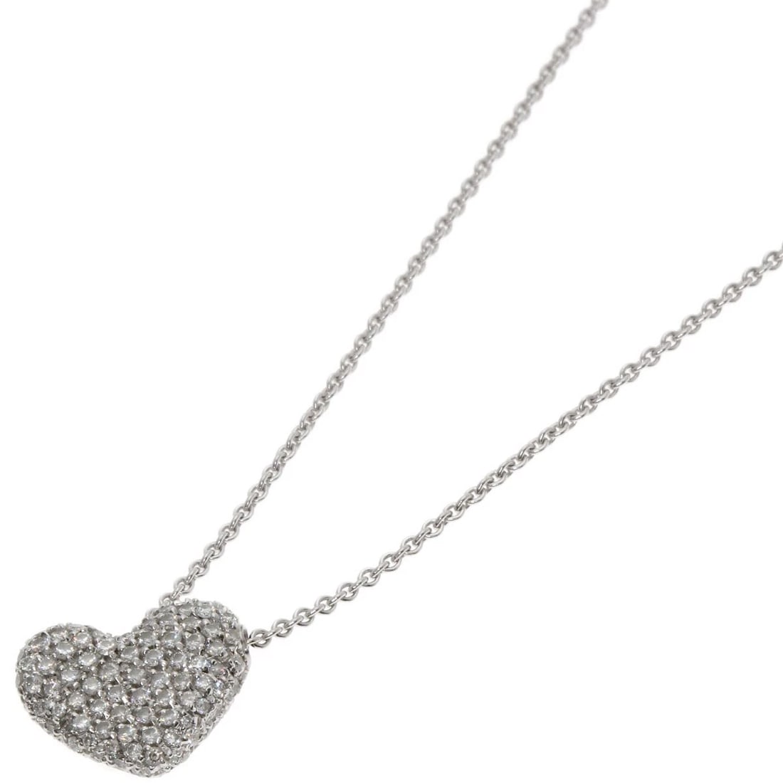 PONTE VECCHIO PAVÉ HEART DIAMOND NECKLACE: Ponte Vecchio Pavé Heart Diamond Necklace Brand: Ponte Vecchio Type: Necklace Material: K18 White Gold, Main Stone/Creation Natural Color: Exterior Color Silver Size: Chain