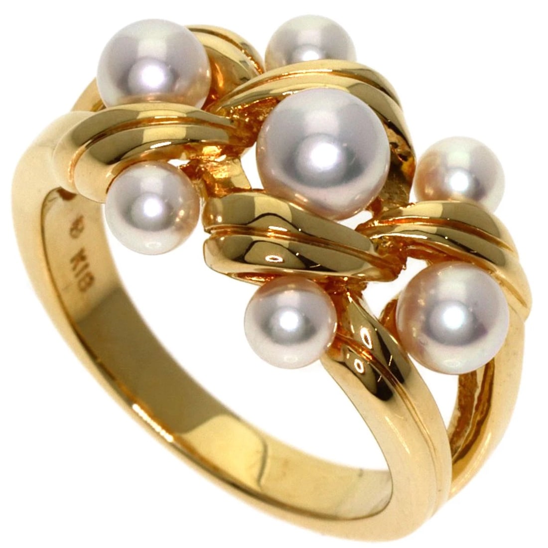 MIKIMOTO PEARL PEARL RING K18 YELLOW GOLD: MIKIMOTO Pearl Pearl Ring K18 Yellow Gold Brand: MIKIMOTO Type: Ring Material: K18 Yellow Gold, Color: Exterior Color Gold Size: 4.75 (US) Accessories: None Accessories Notice: When