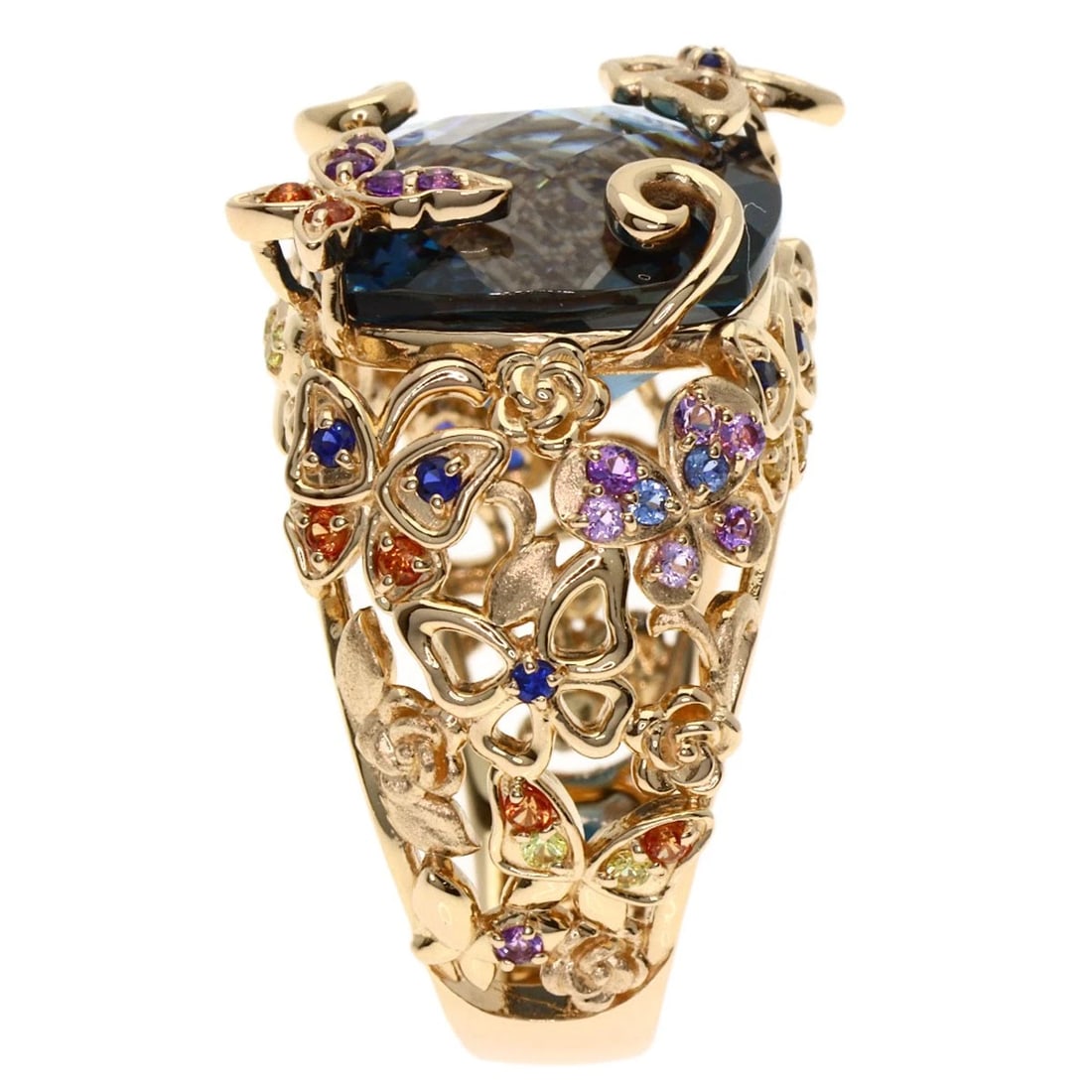 SIREN AZZURRO BLUE TOPAZ SAPPHIRE RING: Siren Azzurro Blue Topaz Sapphire Ring Brand: SELECT JEWELRY Type: Ring Material: K18 Pink Gold, Color: Exterior Color Gold Size: 6.25 (US) Accessories: None Accessories Notice: When