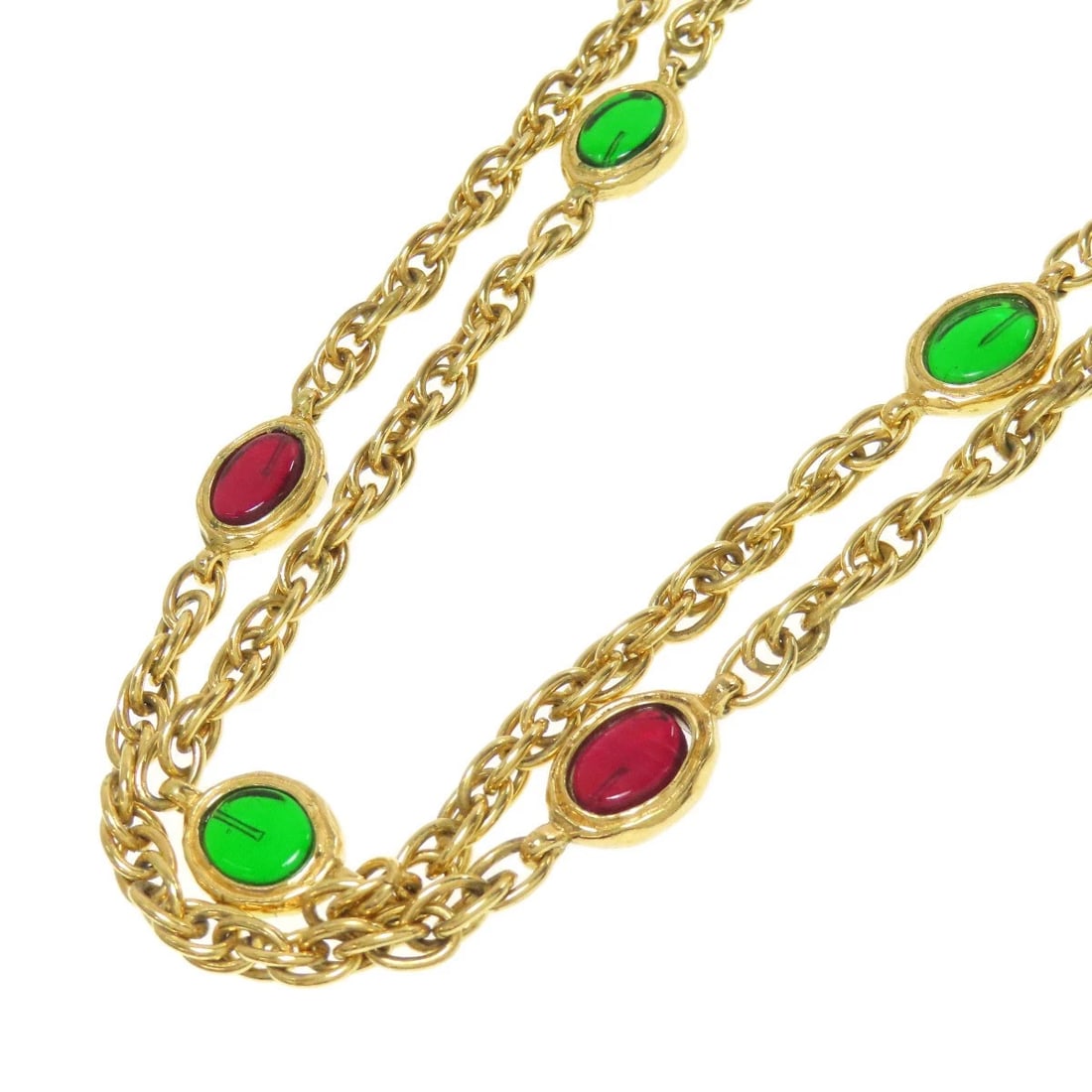 CHANEL GRIPOA NECKLACE GOLD PLATED: CHANEL Gripoa Necklace Gold Plated Brand: CHANEL Type: Necklace Material: Gold Plated, Color: Exterior Color Gold Size: Chain Length:29.5inch/75cm Chain Width:2.0inch/5mm Top