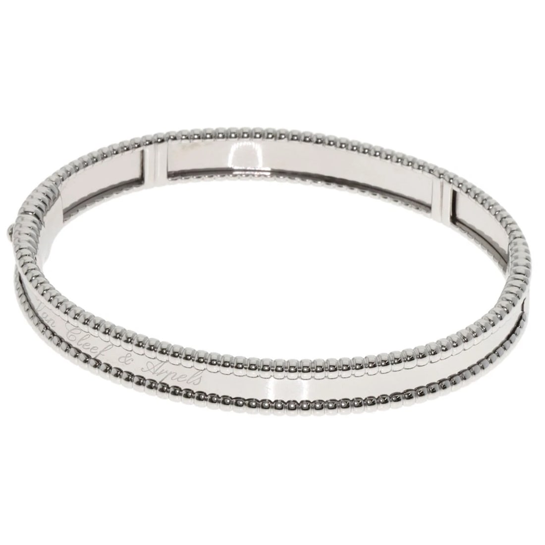 VAN CLEEF & ARPELS PERLE SENIOR TULLE MEDIUM BRACELET: Van Cleef & Arpels Perle Senior Tulle Medium Bracelet Brand: Van Cleef & Arpels Type: Bracelet Material: K18 White Gold, Color: Exterior Color Silver Size: Inner Circumference:6.5inch/16.5cm