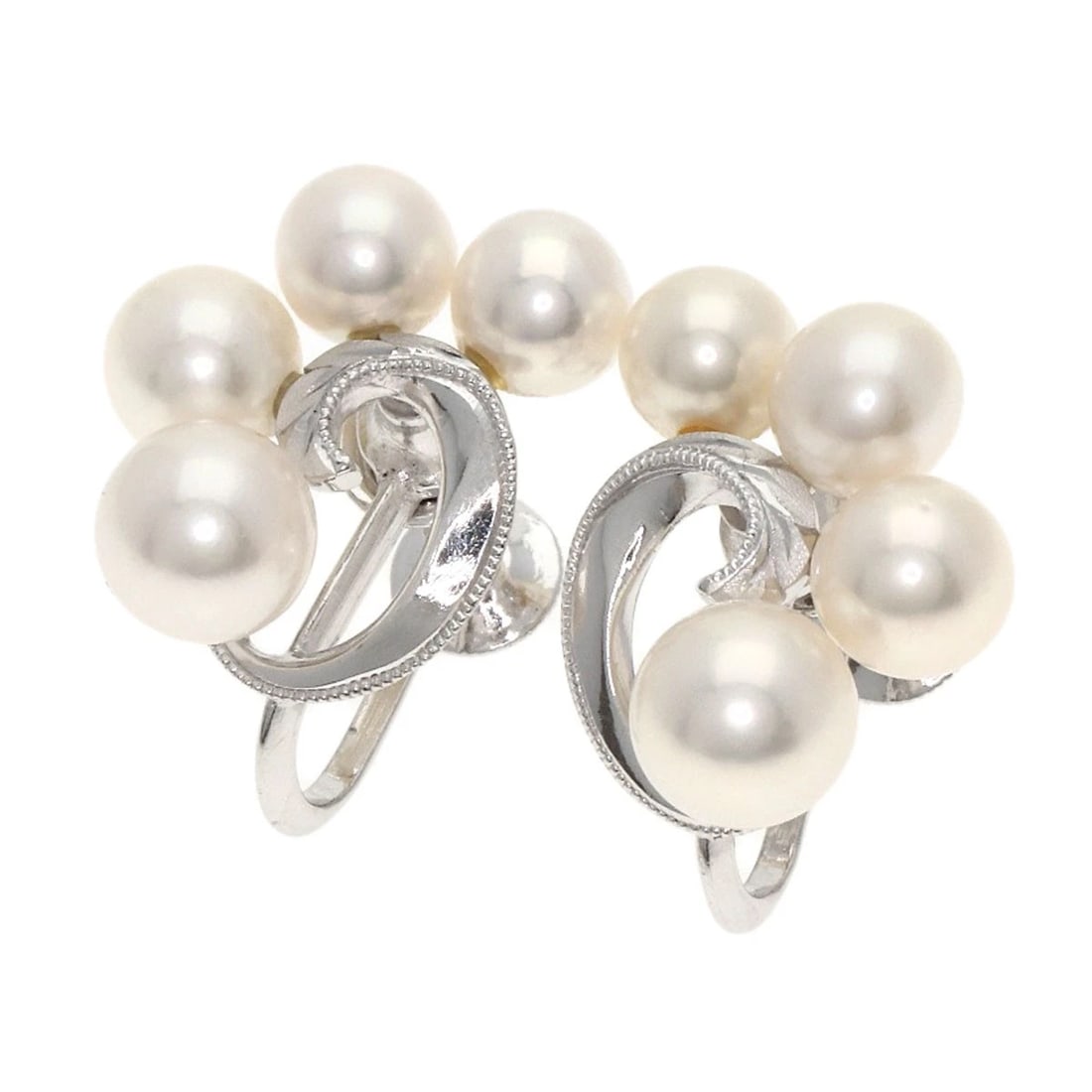 MIKIMOTO PEARL PEARL EARRING K14 WHITE GOLD: MIKIMOTO Pearl Pearl Earring K14 White Gold Brand: MIKIMOTO Type: Earring Material: K14 White Gold, Color: Exterior Color Silver Size: Stone Size:0.2inch/4.9-6mm Top Size:0.6inch/15.5x13.1mm 