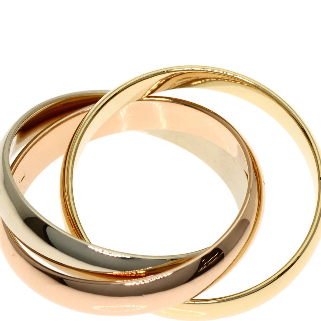 CARTIER TRINITY RING K18 YELLOW GOLD 18K PINK GOLD: CARTIER Trinity Ring K18 Yellow Gold 18K Pink Gold Brand: CARTIER Type: Ring Material: K18 Yellow Gold/18K Pink Gold/K18 White Gold, Color: Exterior Color Gold Size: 5.75 (US) Accessories: